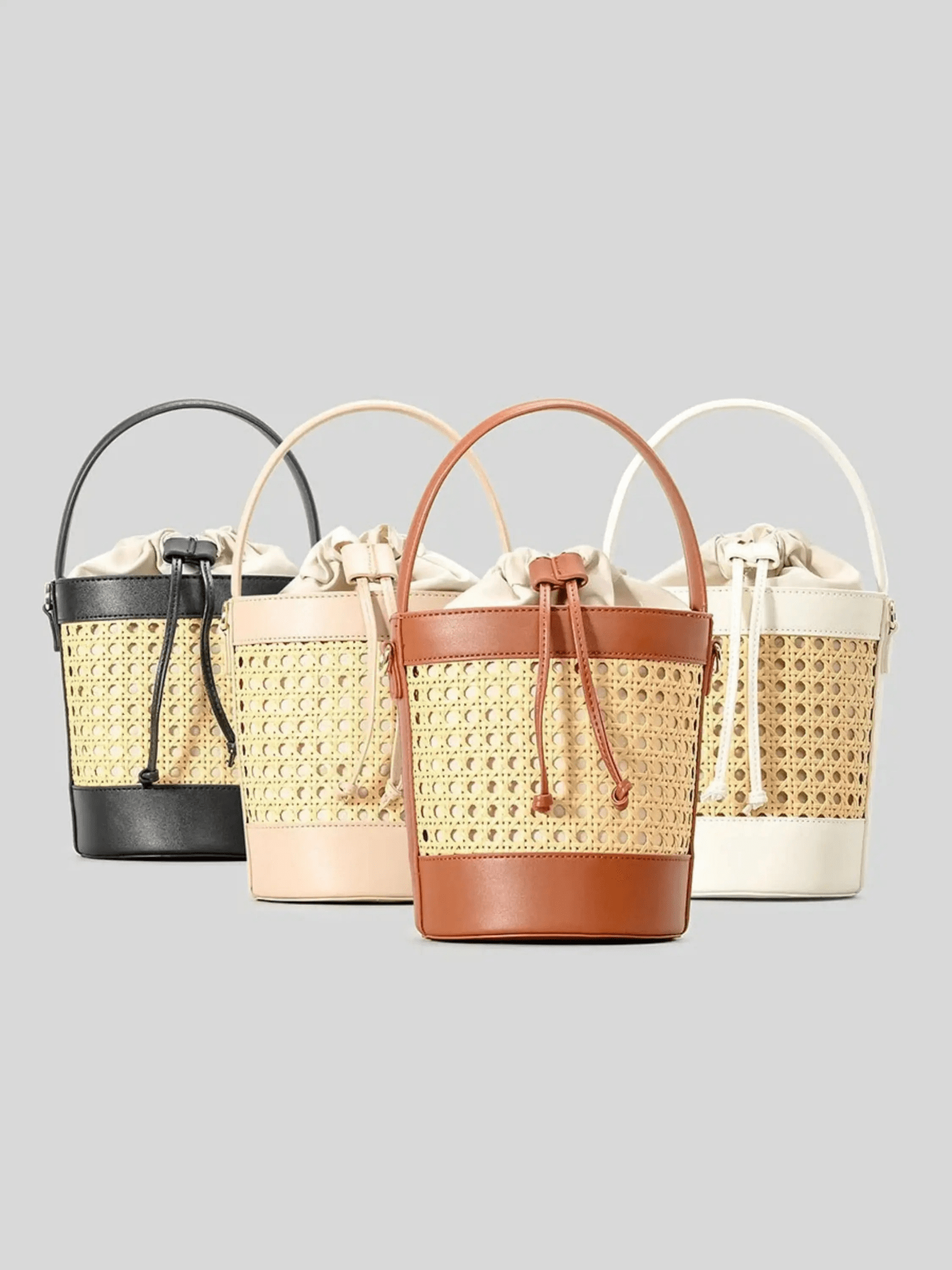 Tzaria | Rattan & Leather Bucket Bag – Boho Chic