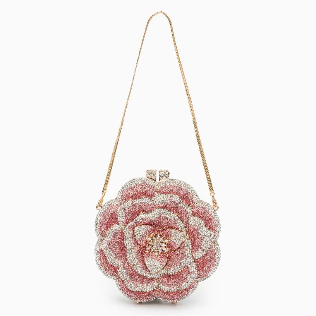 Rosabelle | Crystal Rose Evening Clutch – Floral Elegance