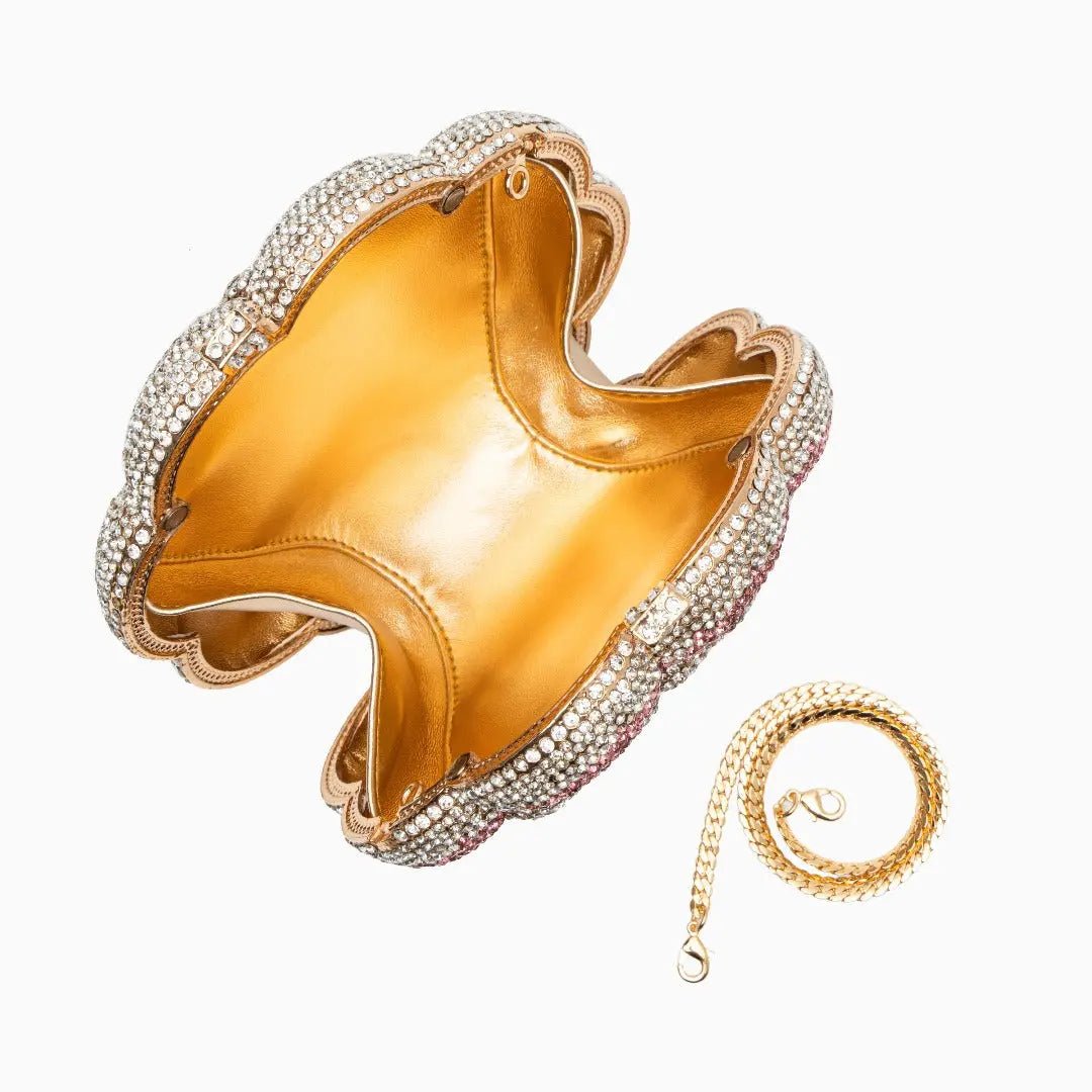Rosabelle | Crystal Rose Evening Clutch – Floral Elegance