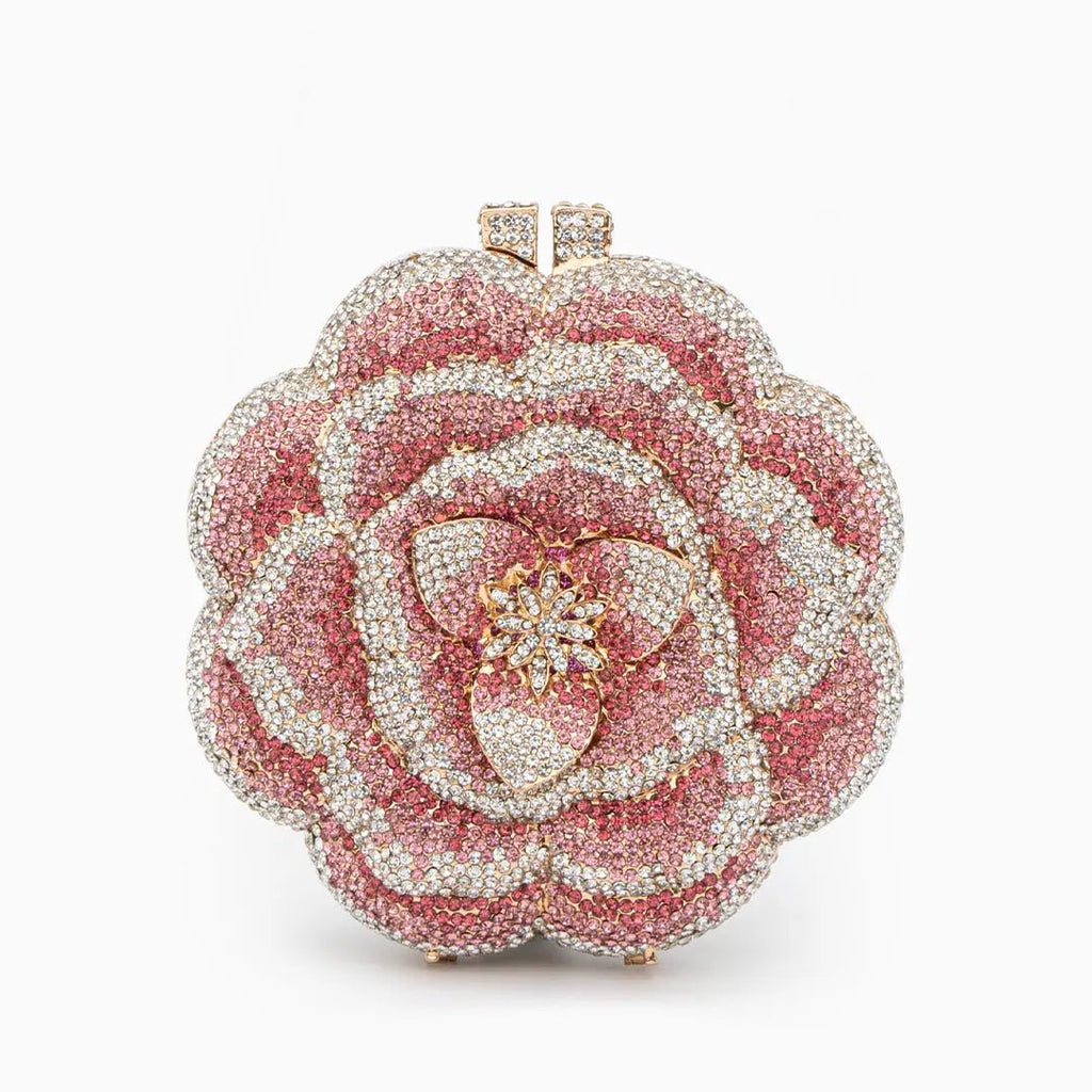 Rosabelle | Crystal Rose Evening Clutch – Floral Elegance