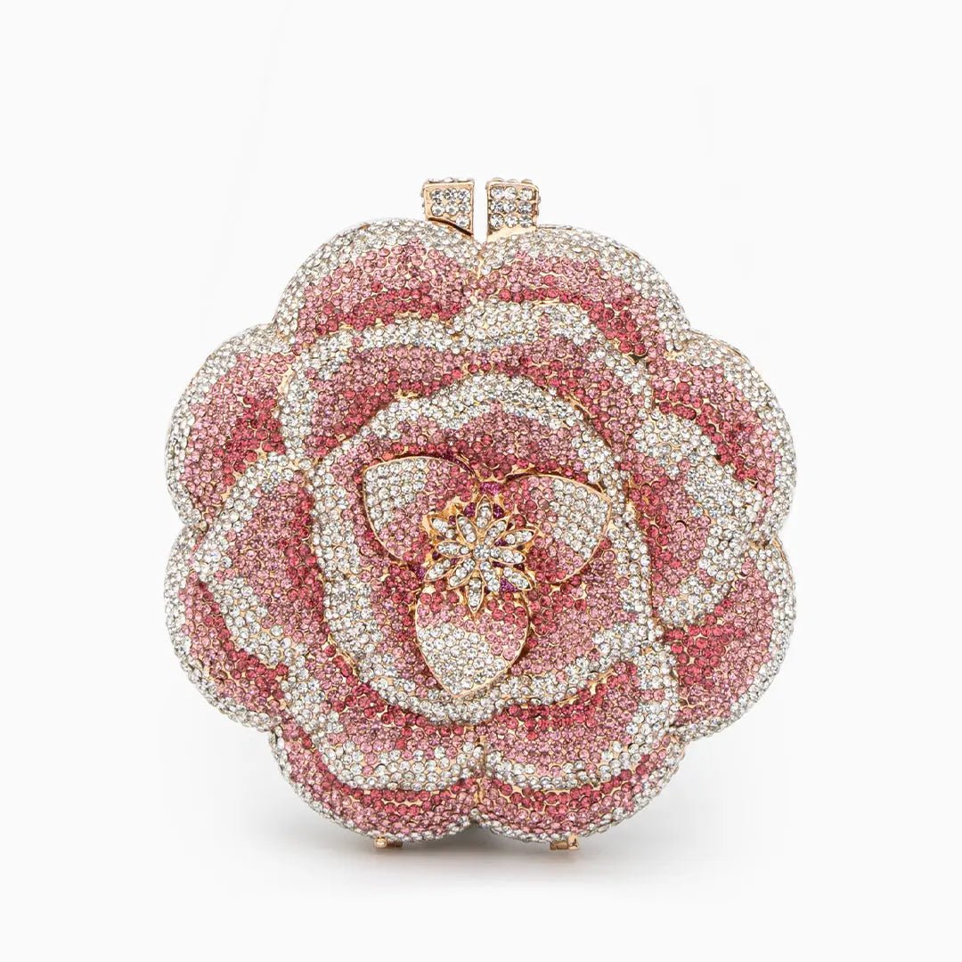 Rosabelle | Crystal Rose Evening Clutch – Floral Elegance