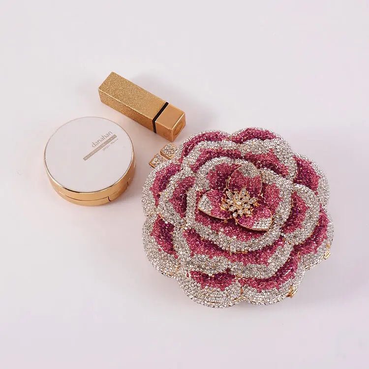 Rosabelle | Crystal Rose Evening Clutch – Floral Elegance