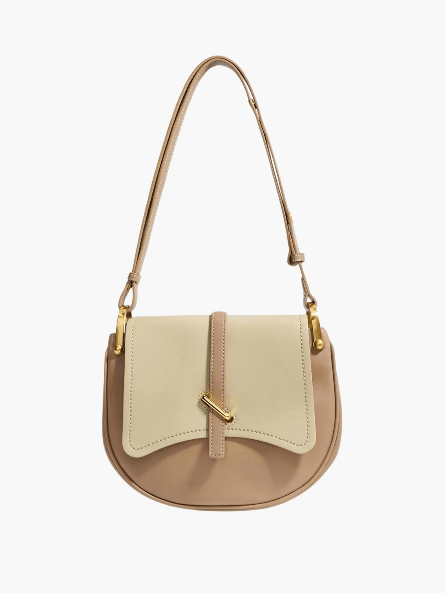 Amelie | Luxe Two-Tone Leather Saddle Bag – Classic & Chic
