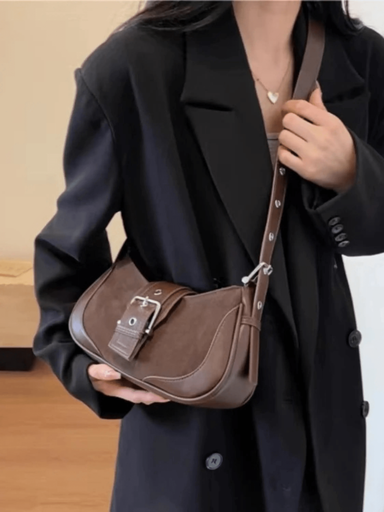 Juliette | Luxe Brown Suede Shoulder Bag – Vintage & Sophisticated