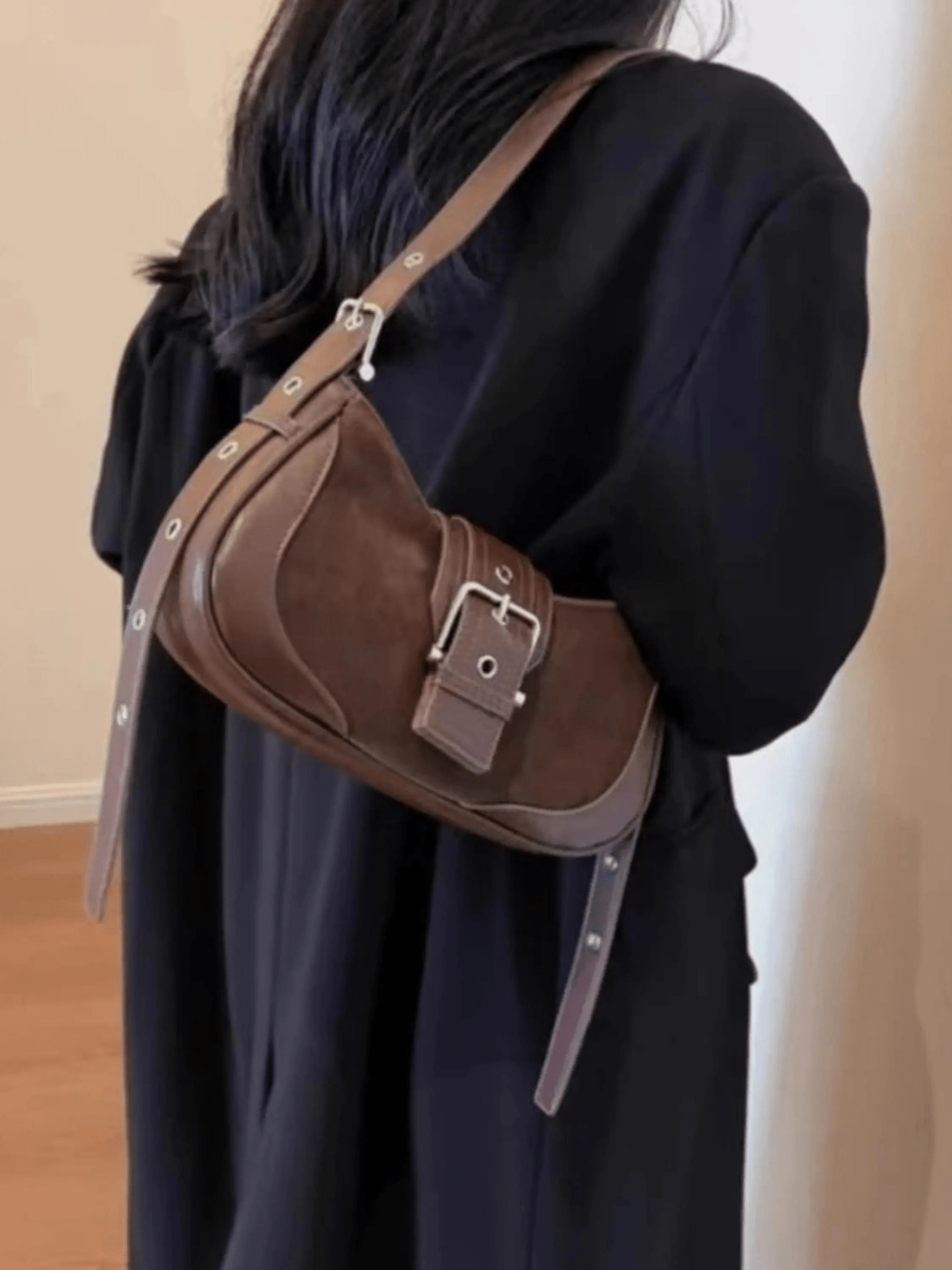 Juliette | Luxe Brown Suede Shoulder Bag – Vintage & Sophisticated