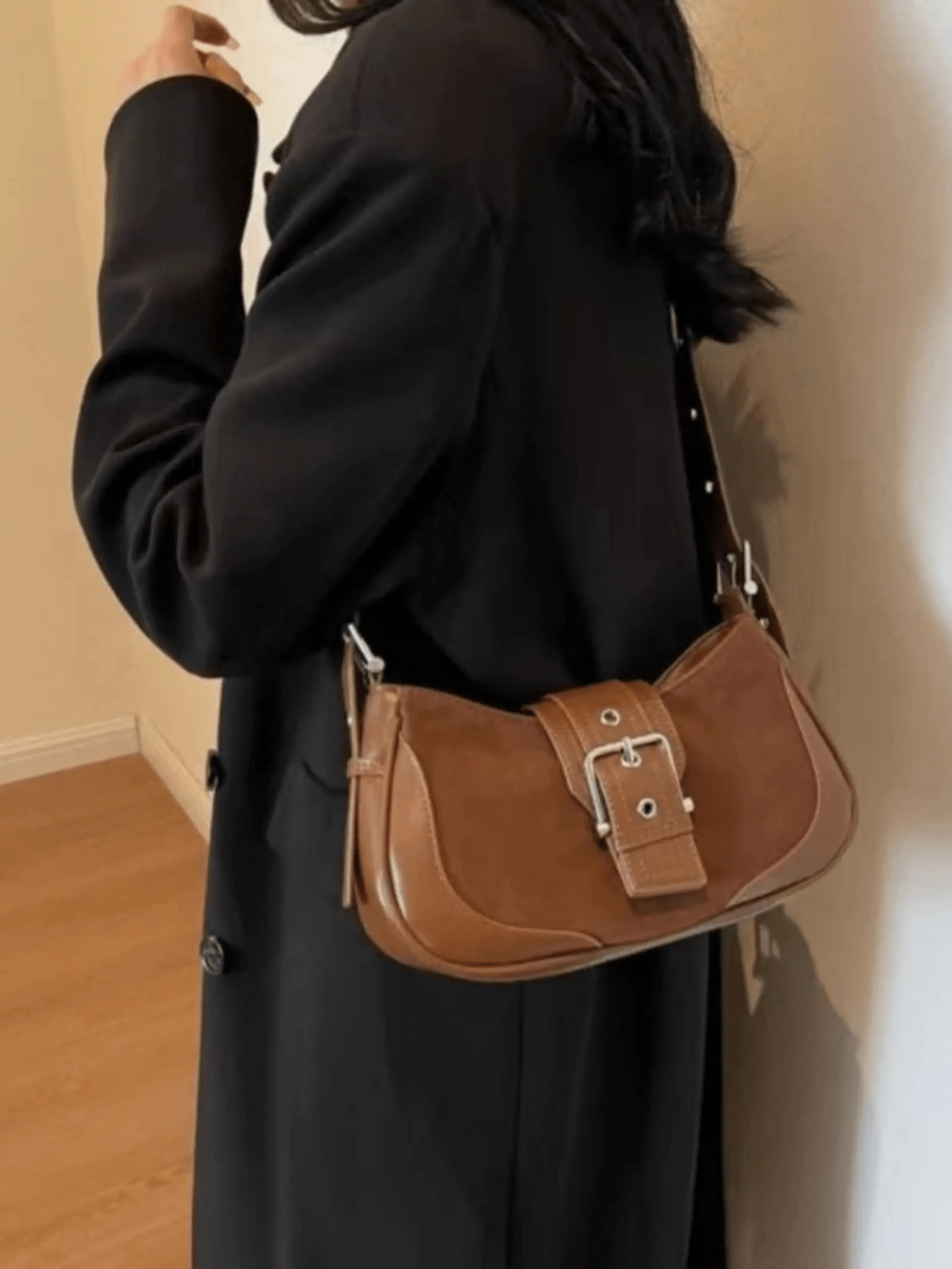 Juliette | Luxe Brown Suede Shoulder Bag – Vintage & Sophisticated