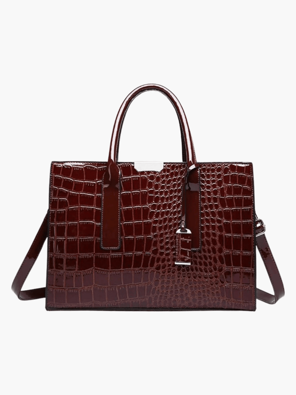 Viviana | Burgundy Croc-Embossed Leather Tote – Luxe & Statement-Making