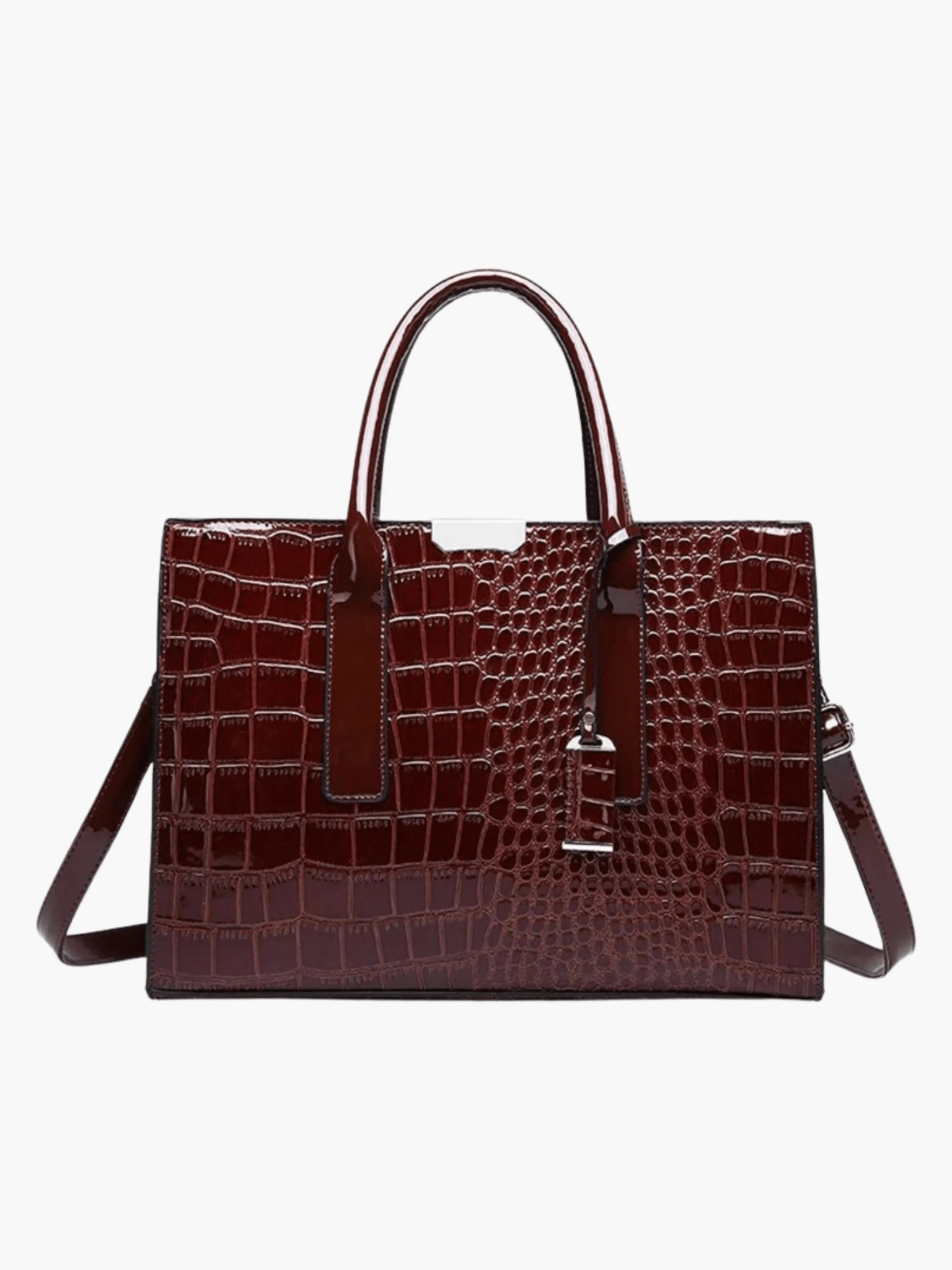 Viviana | Burgundy Croc-Embossed Leather Tote – Luxe & Statement-Making