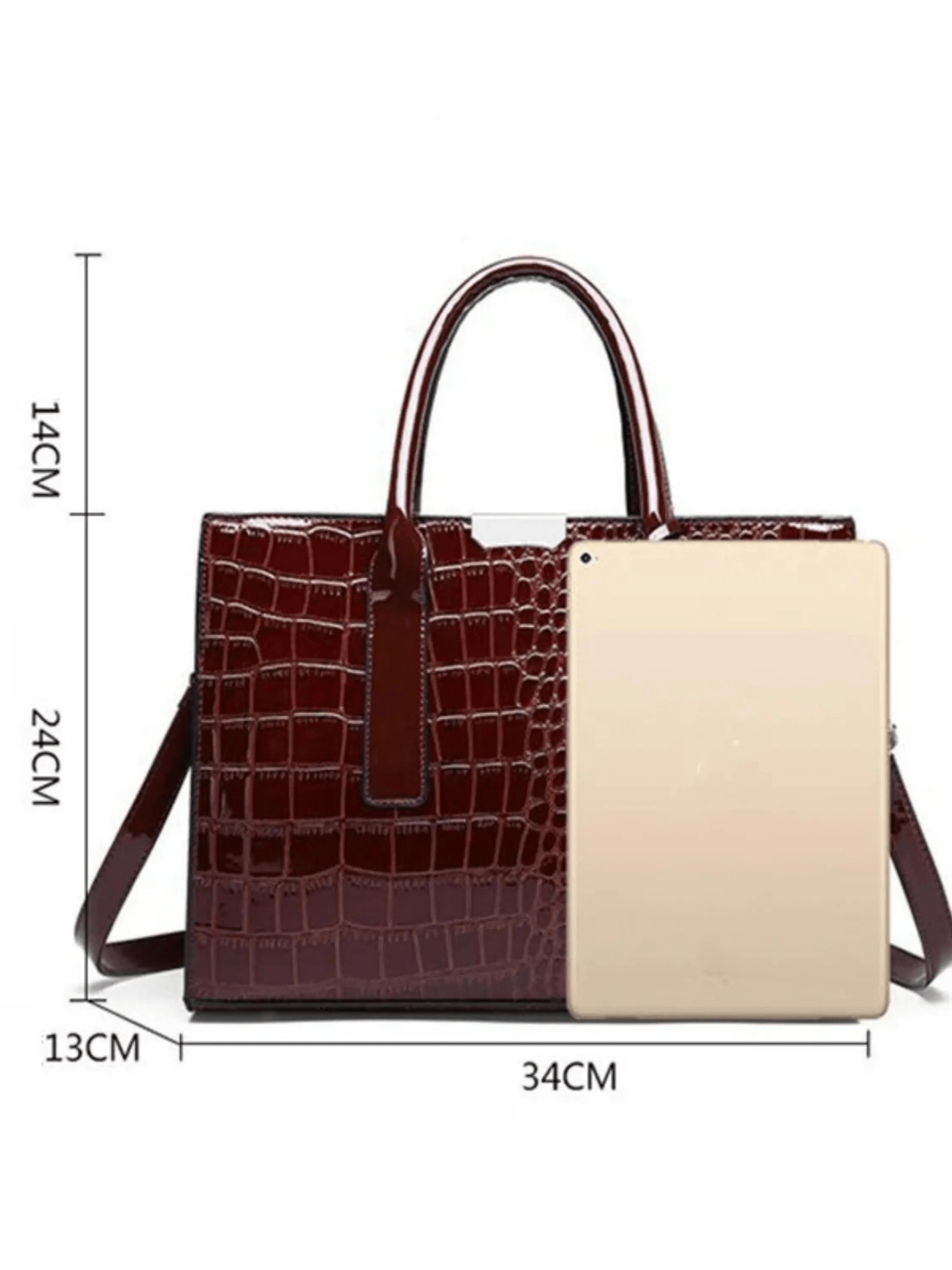 Viviana | Burgundy Croc-Embossed Leather Tote – Luxe & Statement-Making