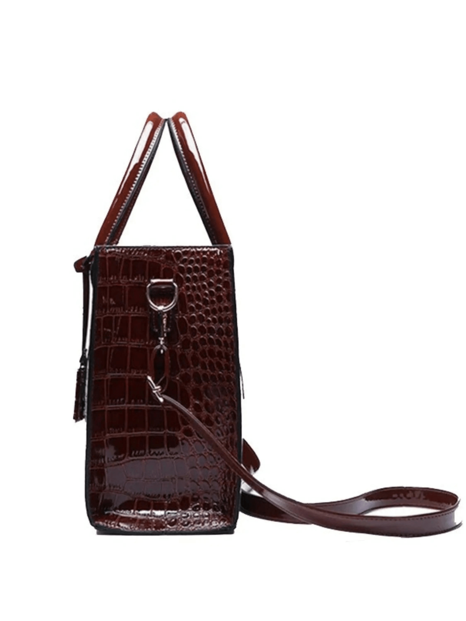 Viviana | Burgundy Croc-Embossed Leather Tote – Luxe & Statement-Making