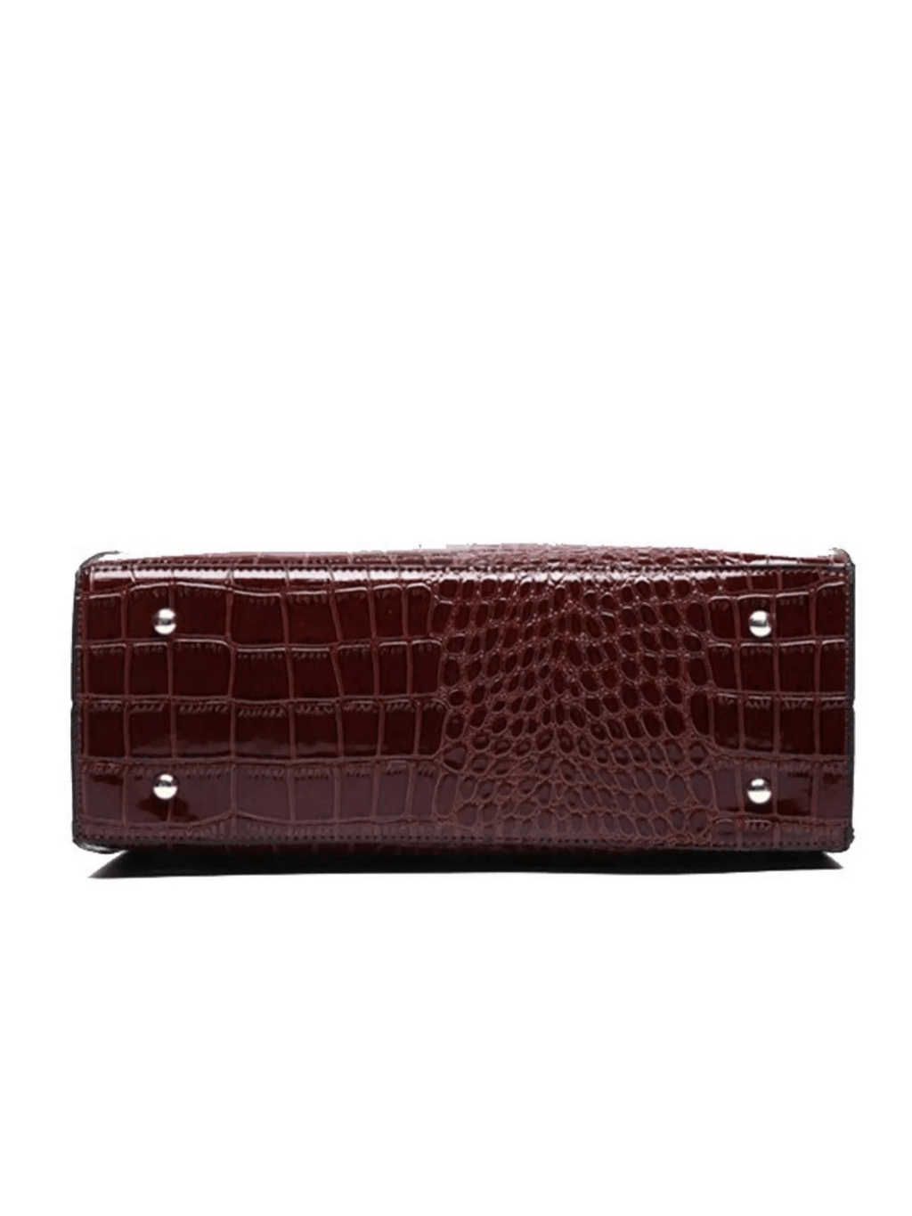 Viviana | Burgundy Croc-Embossed Leather Tote – Luxe & Statement-Making