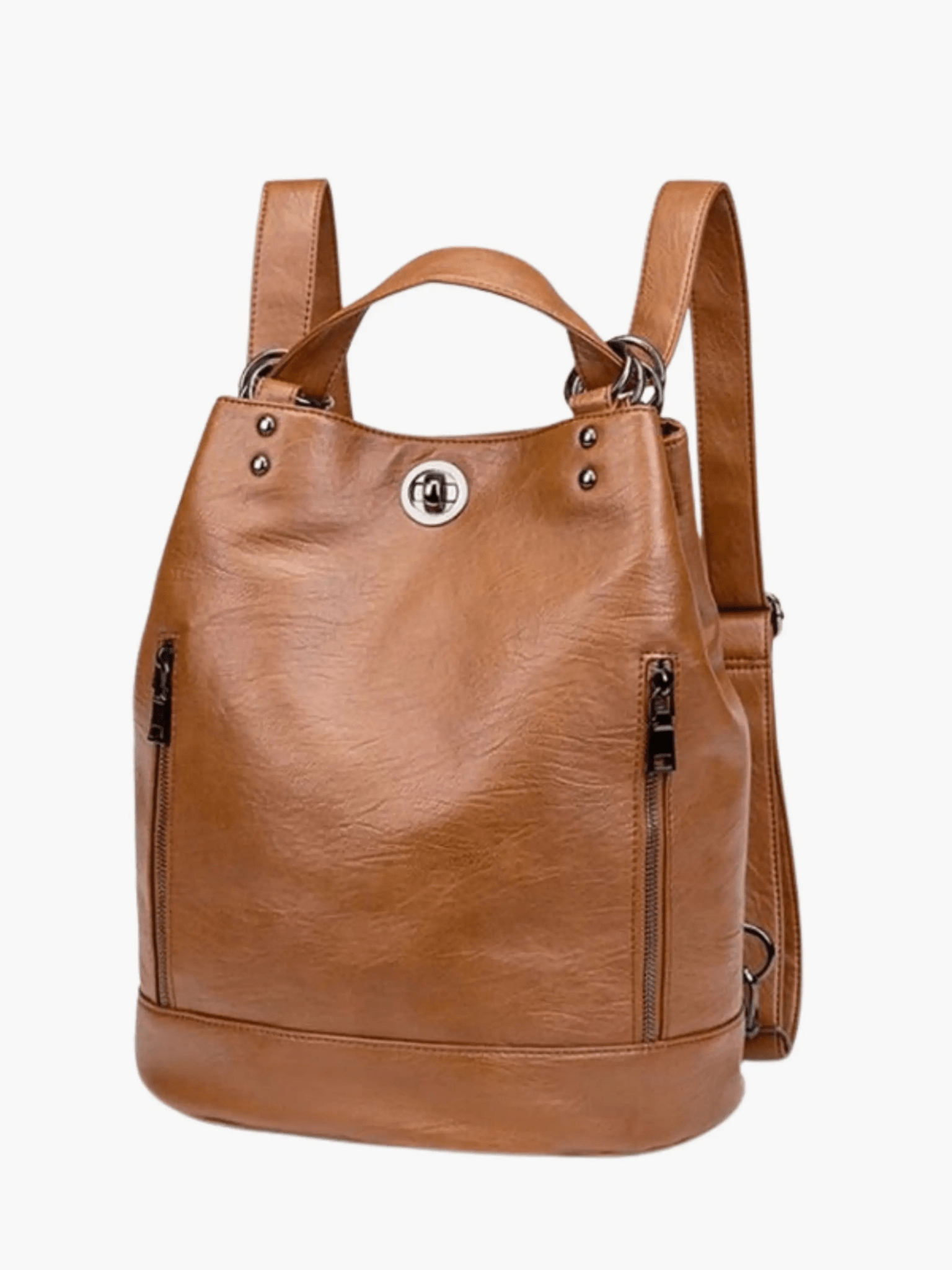 Marzena | Black Convertible Leather Backpack – Sleek Versatility