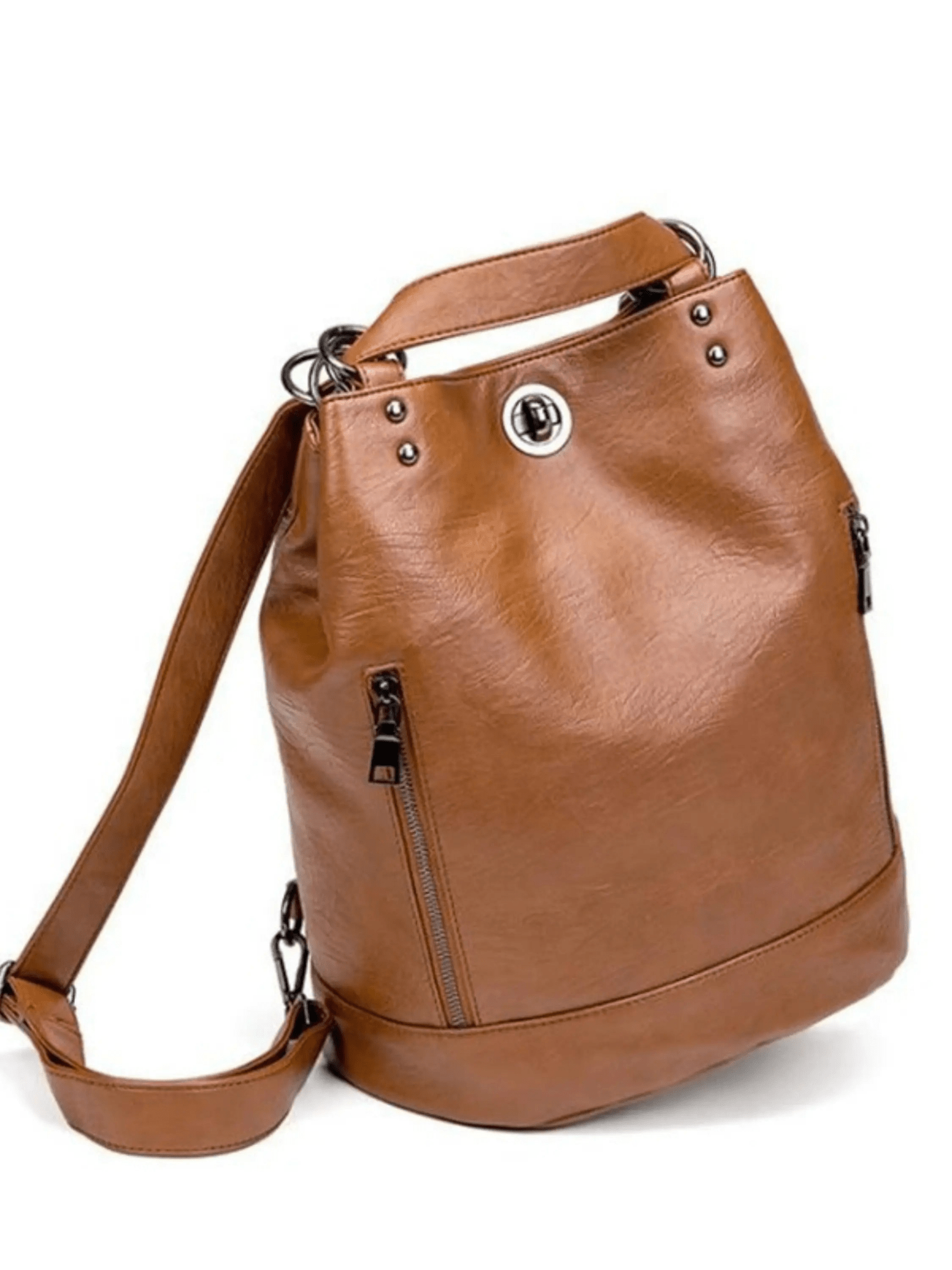Marzena | Black Convertible Leather Backpack – Sleek Versatility