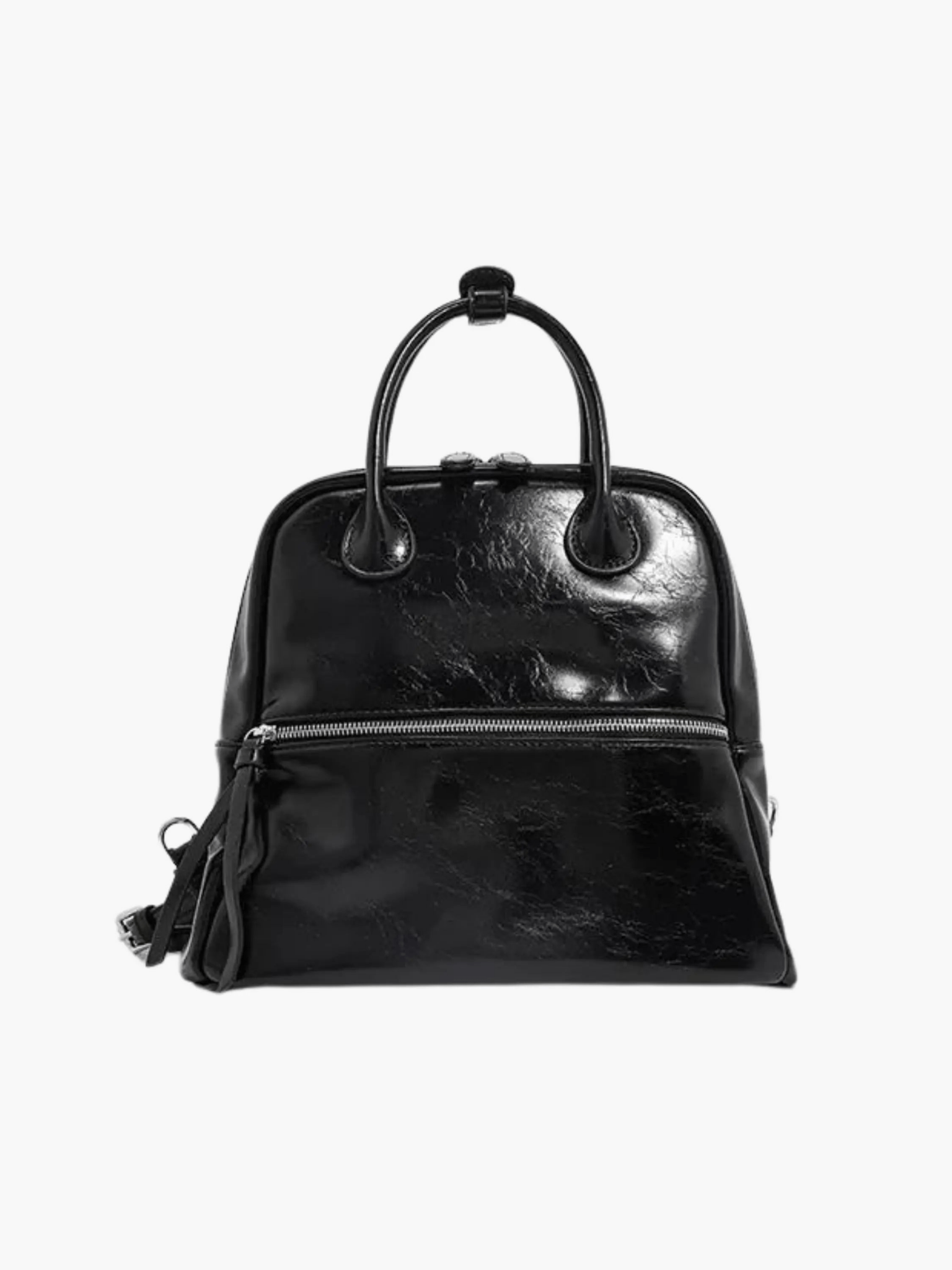 Nyx | Glossy Black Leather Backpack – Bold & Timeless