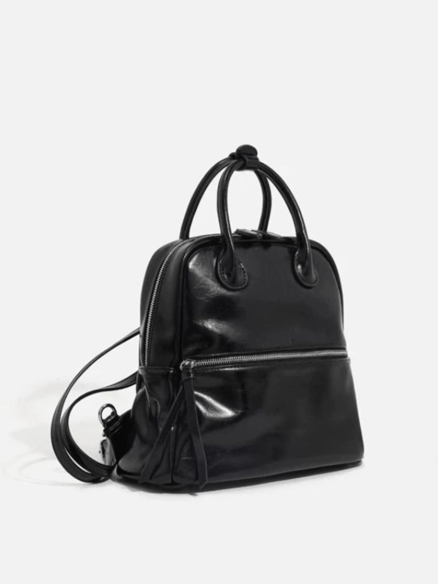 Nyx | Glossy Black Leather Backpack – Bold & Timeless