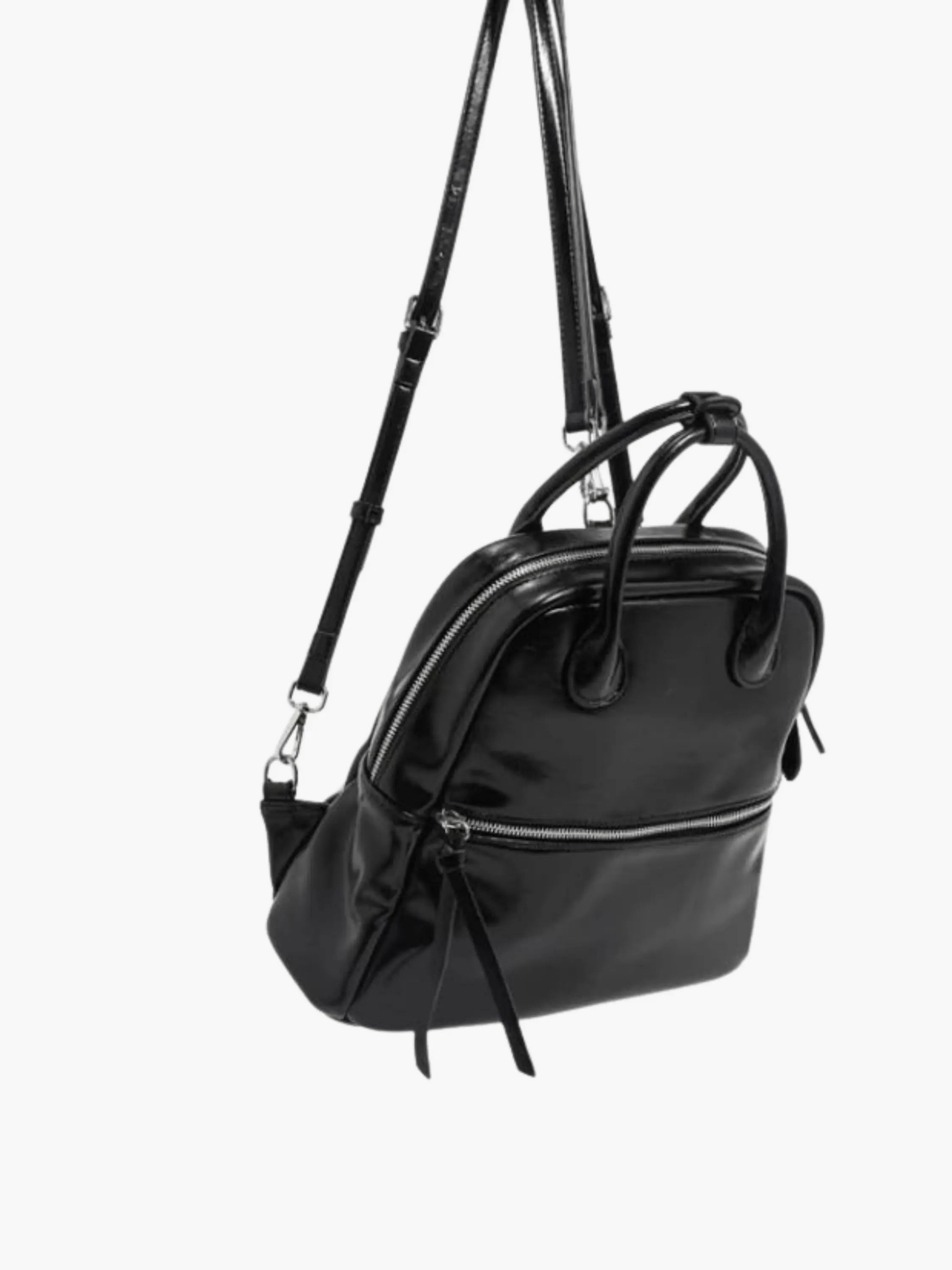 Nyx | Glossy Black Leather Backpack – Bold & Timeless