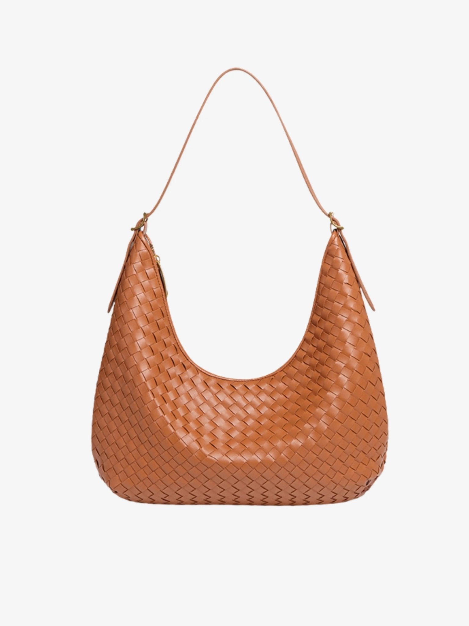 Siena | Brown Woven Leather Shoulder Bag – Sophisticated & Timeless