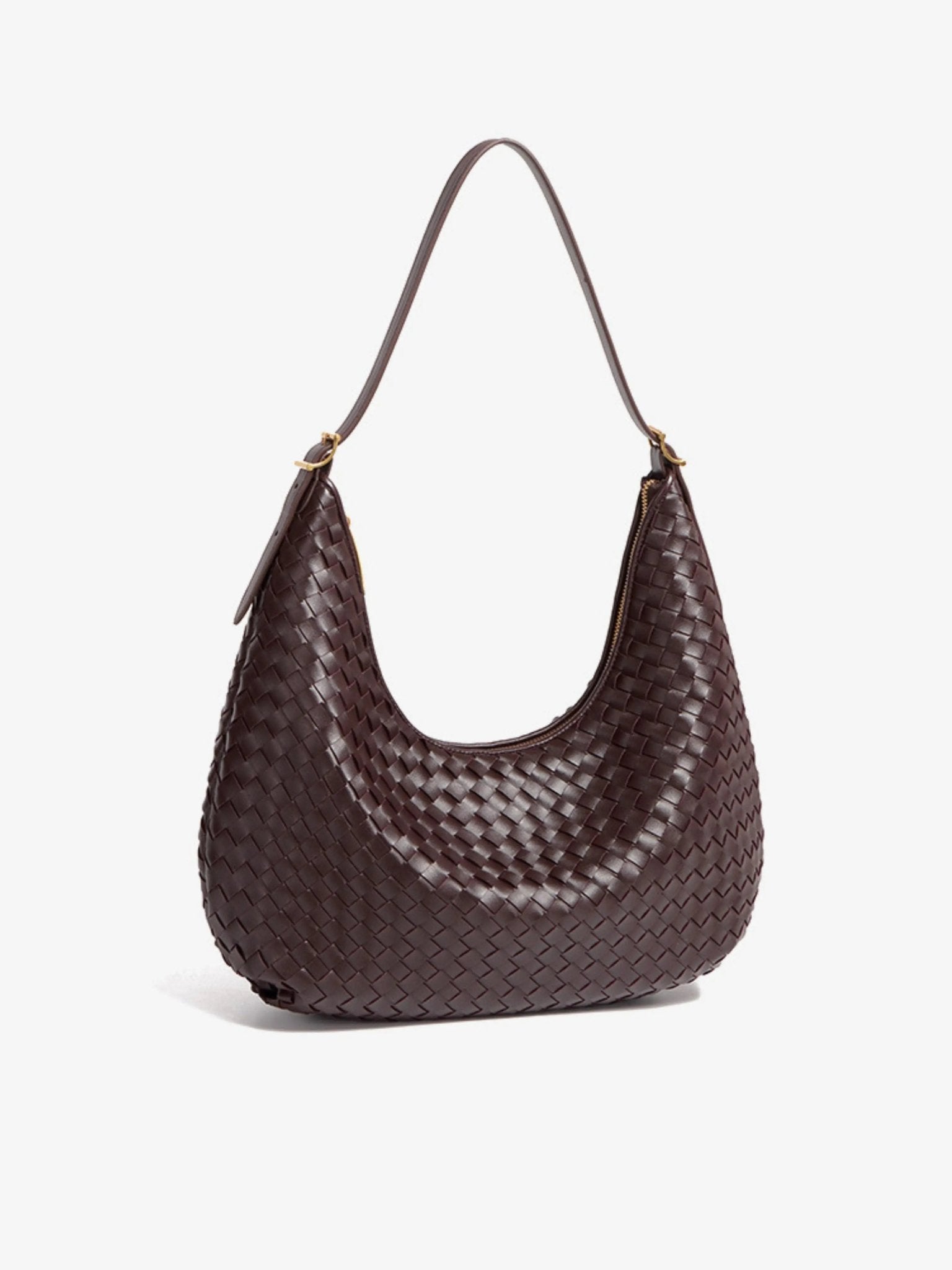 Siena | Brown Woven Leather Shoulder Bag – Sophisticated & Timeless