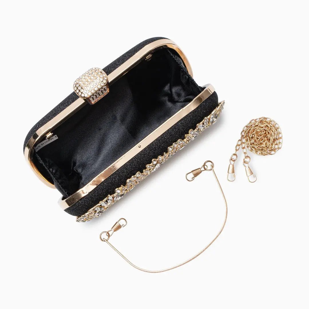 Anastasia | Gold Crystal Embellished Evening Handbag – Royal Elegance