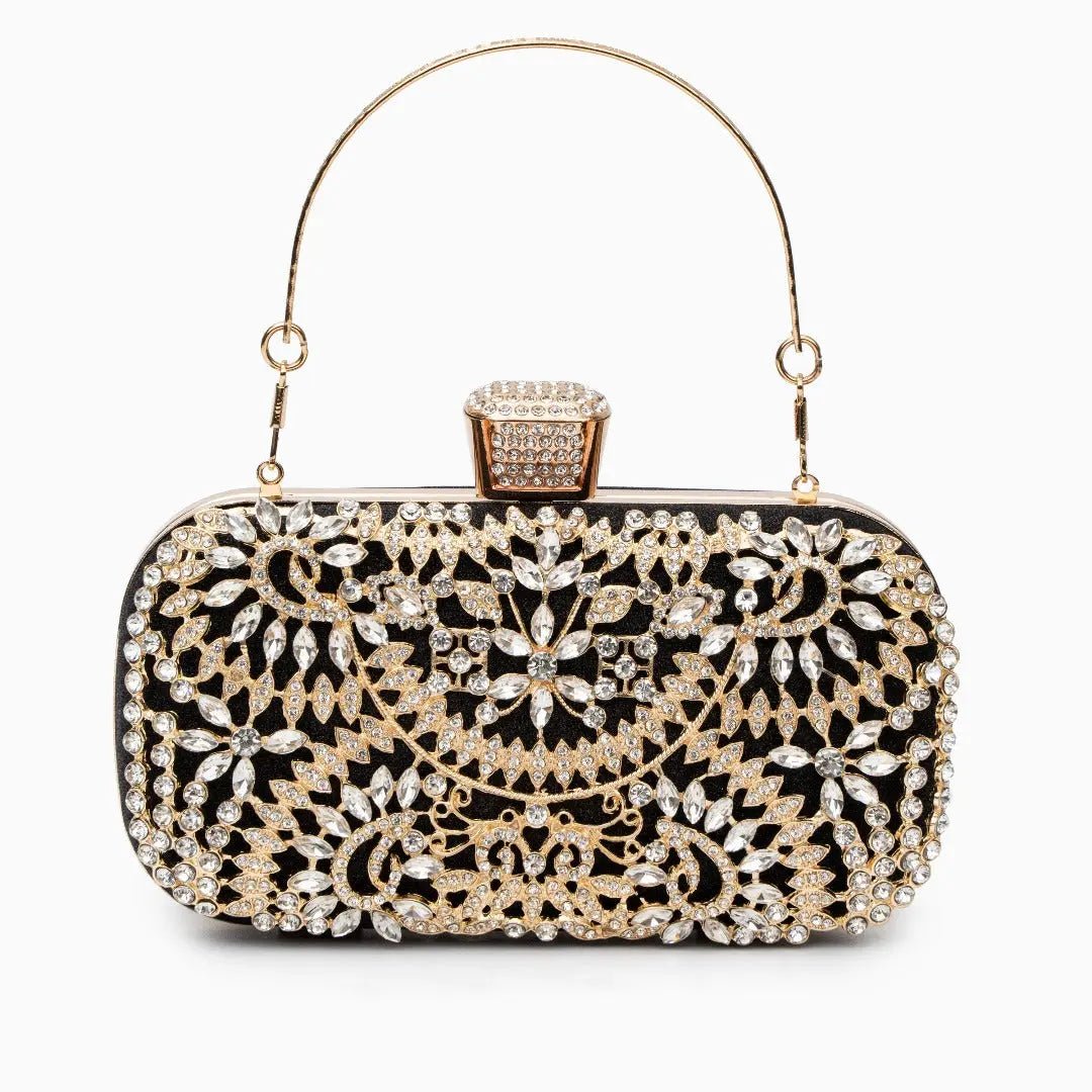 Anastasia | Gold Crystal Embellished Evening Handbag – Royal Elegance