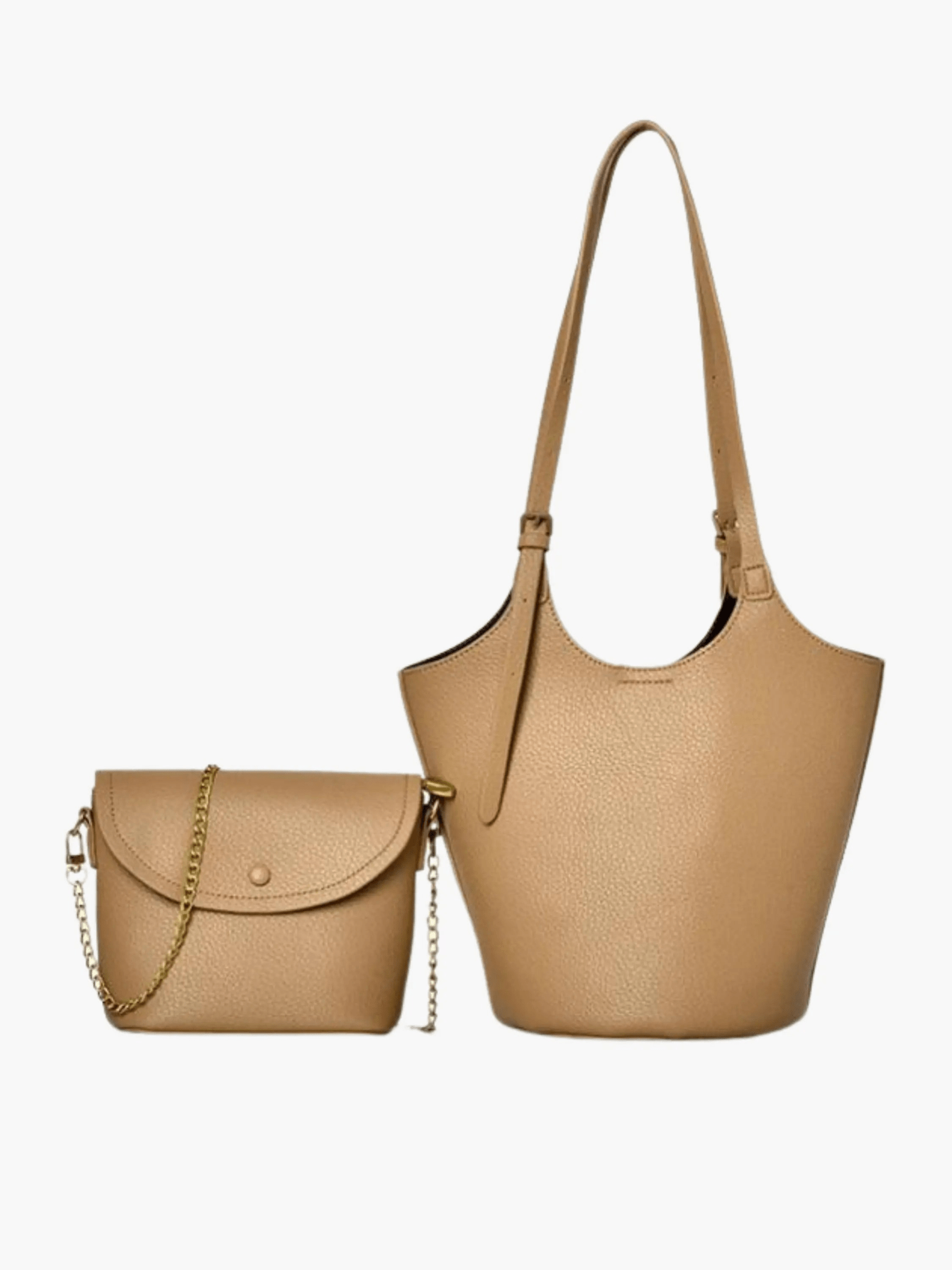 Naevia | 2-Piece Tan Leather Tote & Crossbody Set – Effortless Elegance
