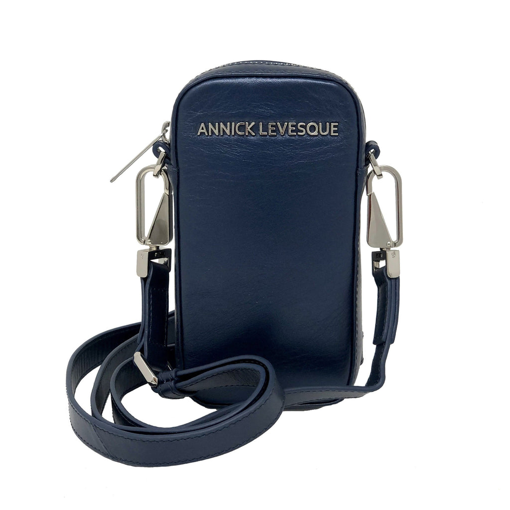Petit Sac à bandoulière en Cuir Bleu Marine | Marie-Pierre