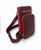 Petit Sac à bandoulière Rouge Bordeaux Croco | Marie-Josée