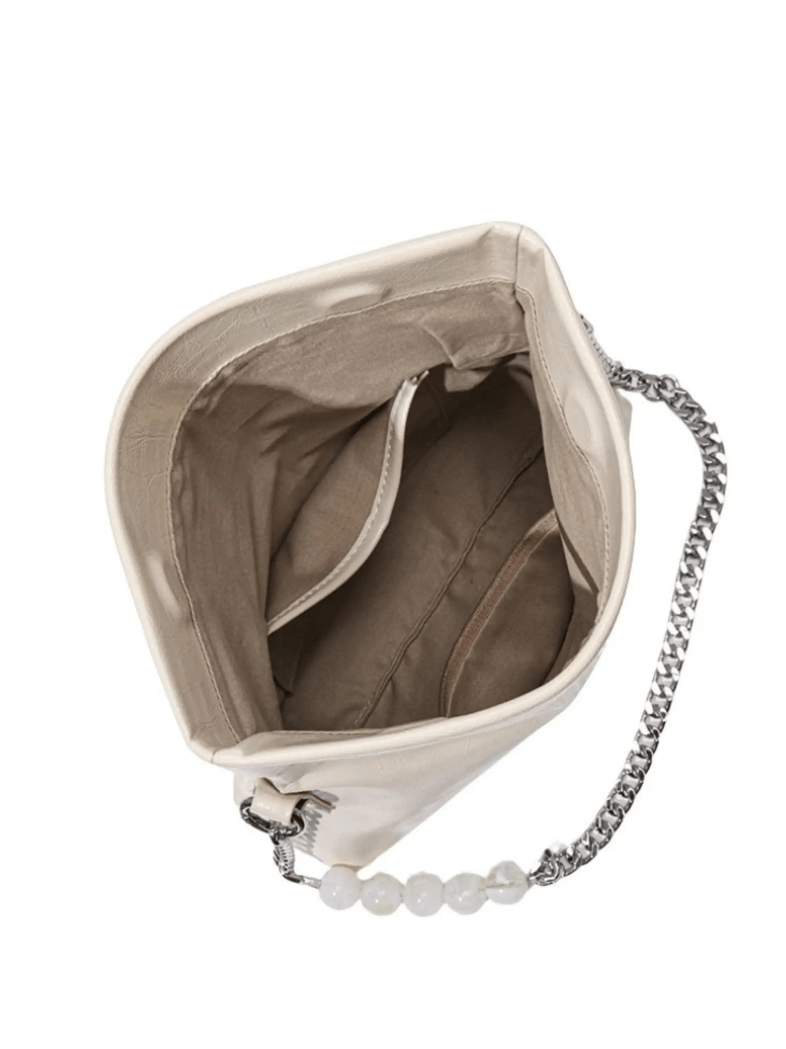 Xelara | Pearl & Chain Accent Foldover Shoulder Bag – Minimalist Elegance