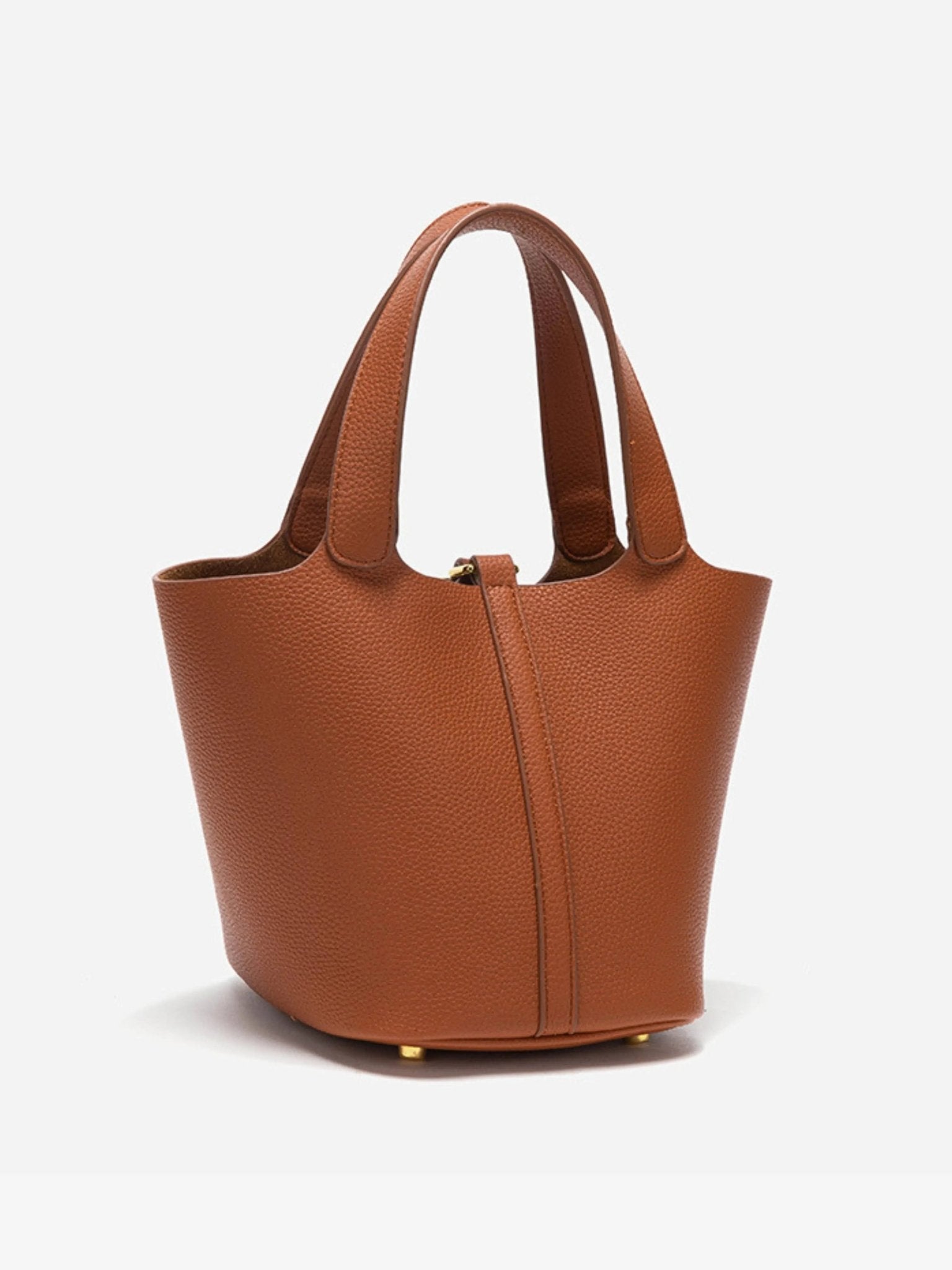 Elaris | Luxe Taupe Leather Bucket Bag – Timeless & Elegant