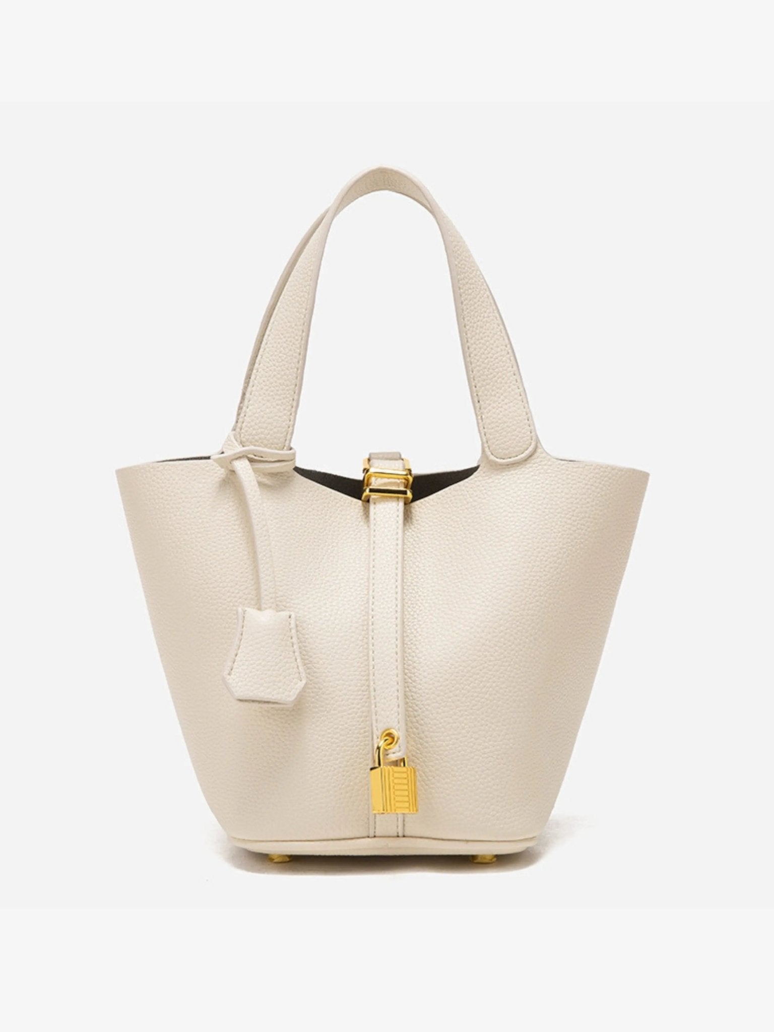 Elaris | Luxe Taupe Leather Bucket Bag – Timeless & Elegant