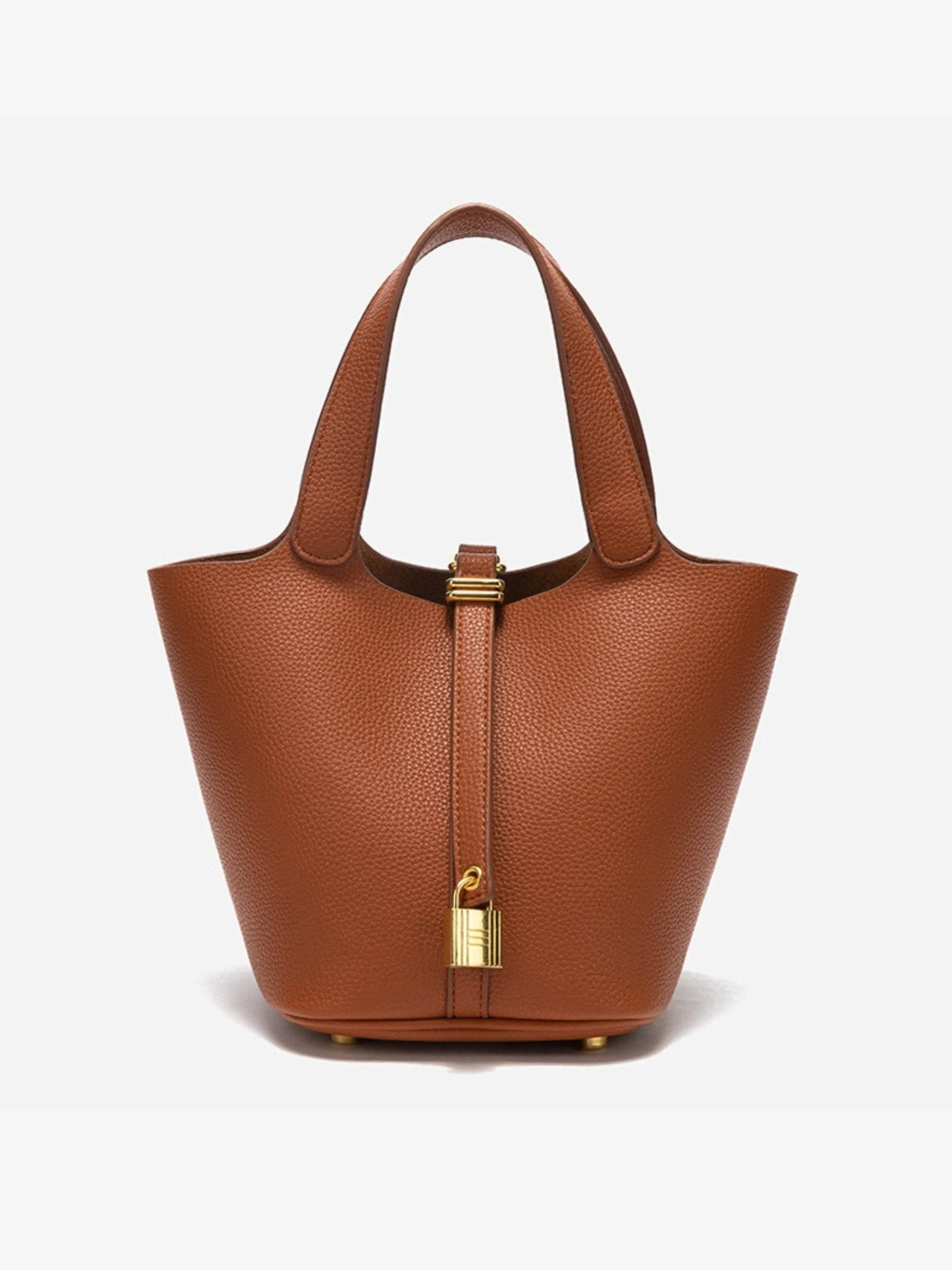 Elaris | Luxe Taupe Leather Bucket Bag – Timeless & Elegant