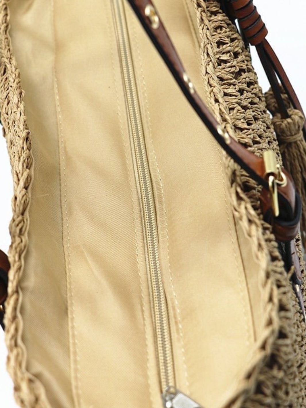 Woven Basket Tote Bag with Tassels – Grommet Strap Shoulder Bag
