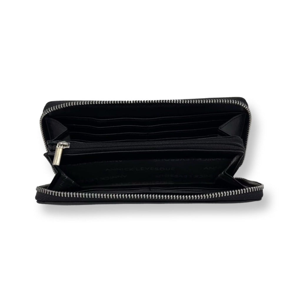 Petit portefeuille en cuir noir - Carla