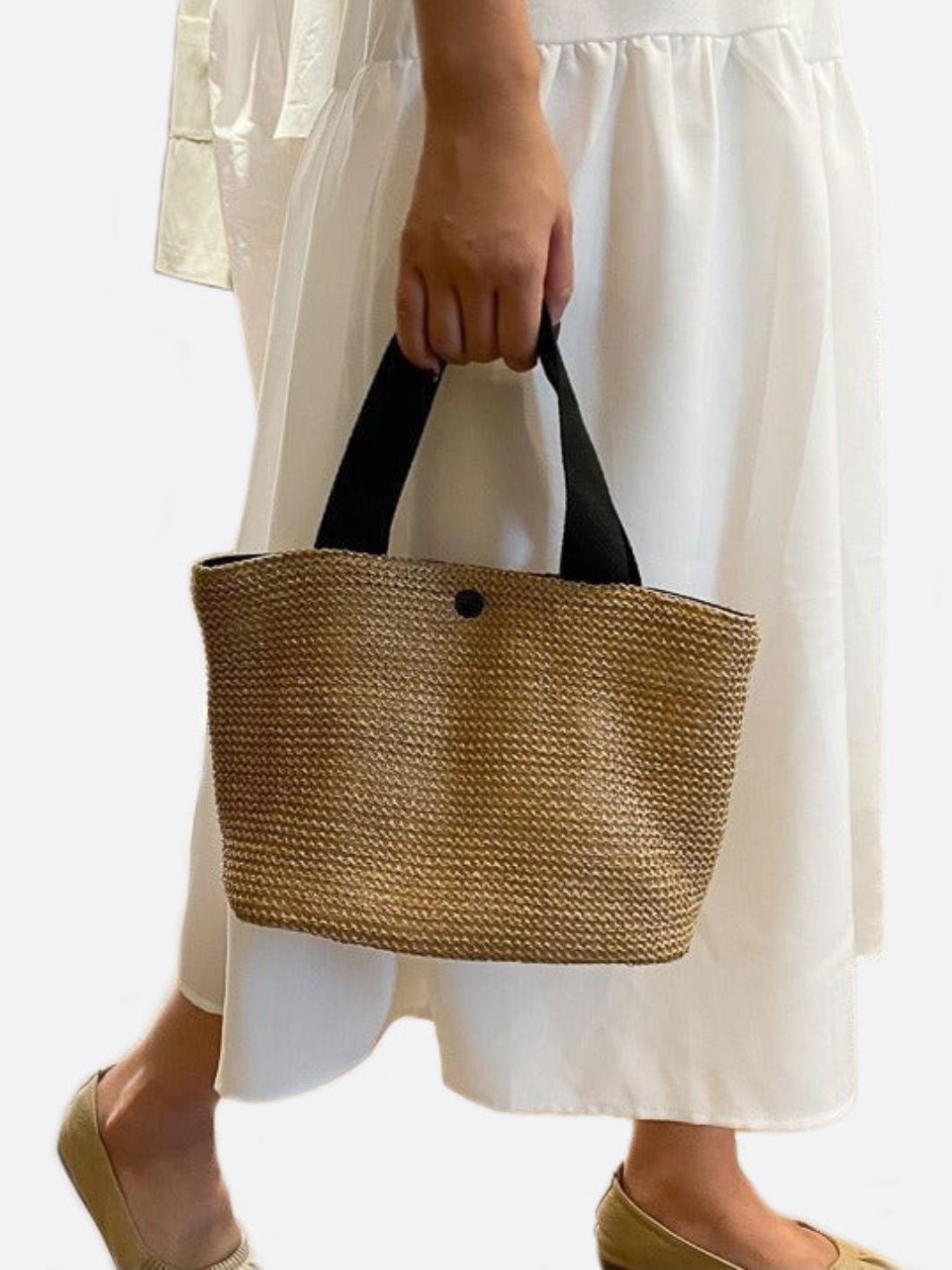 Luna Mini Straw Tote – Natural Woven Handbag
