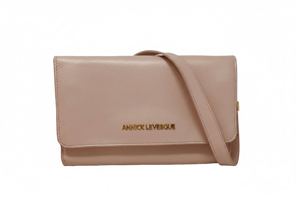 Sac à main en cuir véritable avec noeud papillon Scarlett, 3 en 1, rose blush