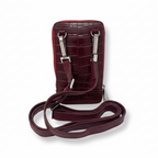 Petit Sac à bandoulière Rouge Bordeaux Croco | Marie-Josée