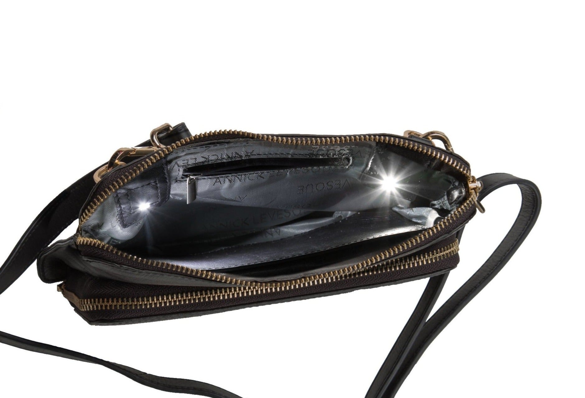 Petit sac à Bandoulière Portefeuille en Cuir Véritable noir, Carmen - PRÉCOMMANDE