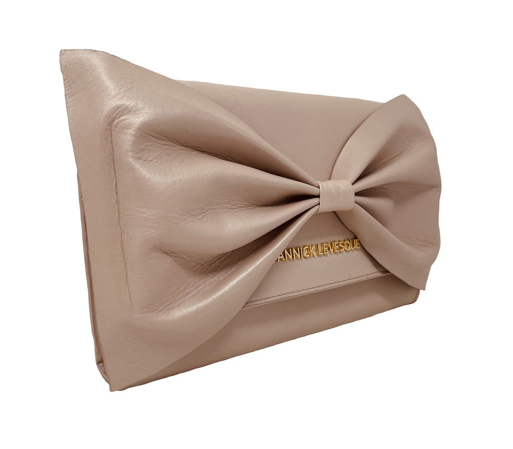 Sac à main en cuir véritable avec noeud papillon Scarlett, 3 en 1, rose blush