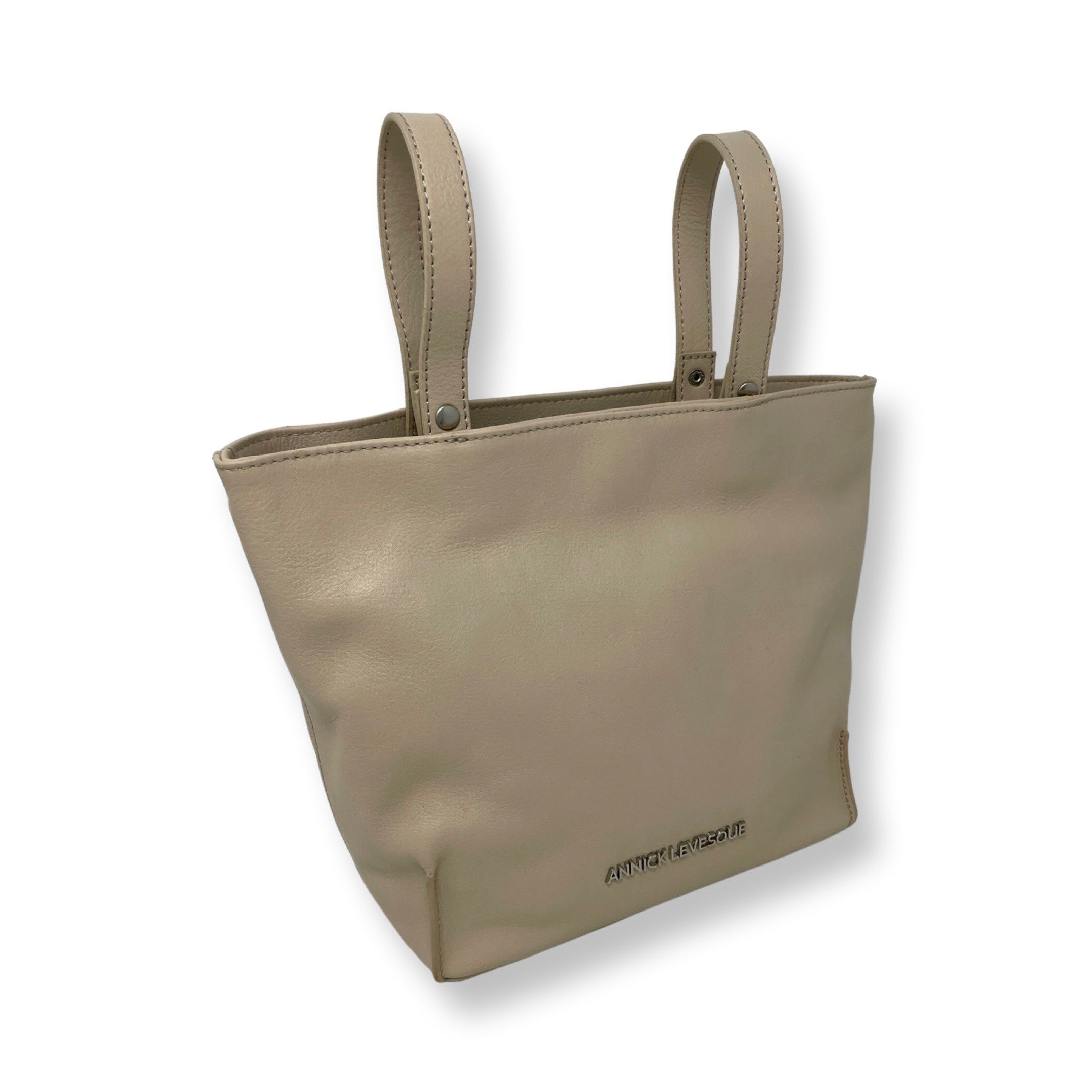 Sac Transformable en Cuir Véritable Beige, Kelly