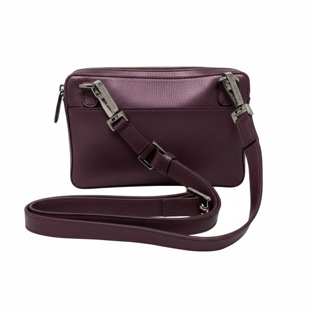 Petit sac bandoulière en cuir aubergine - Annie
