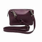 Petit sac bandoulière en cuir aubergine - Annie