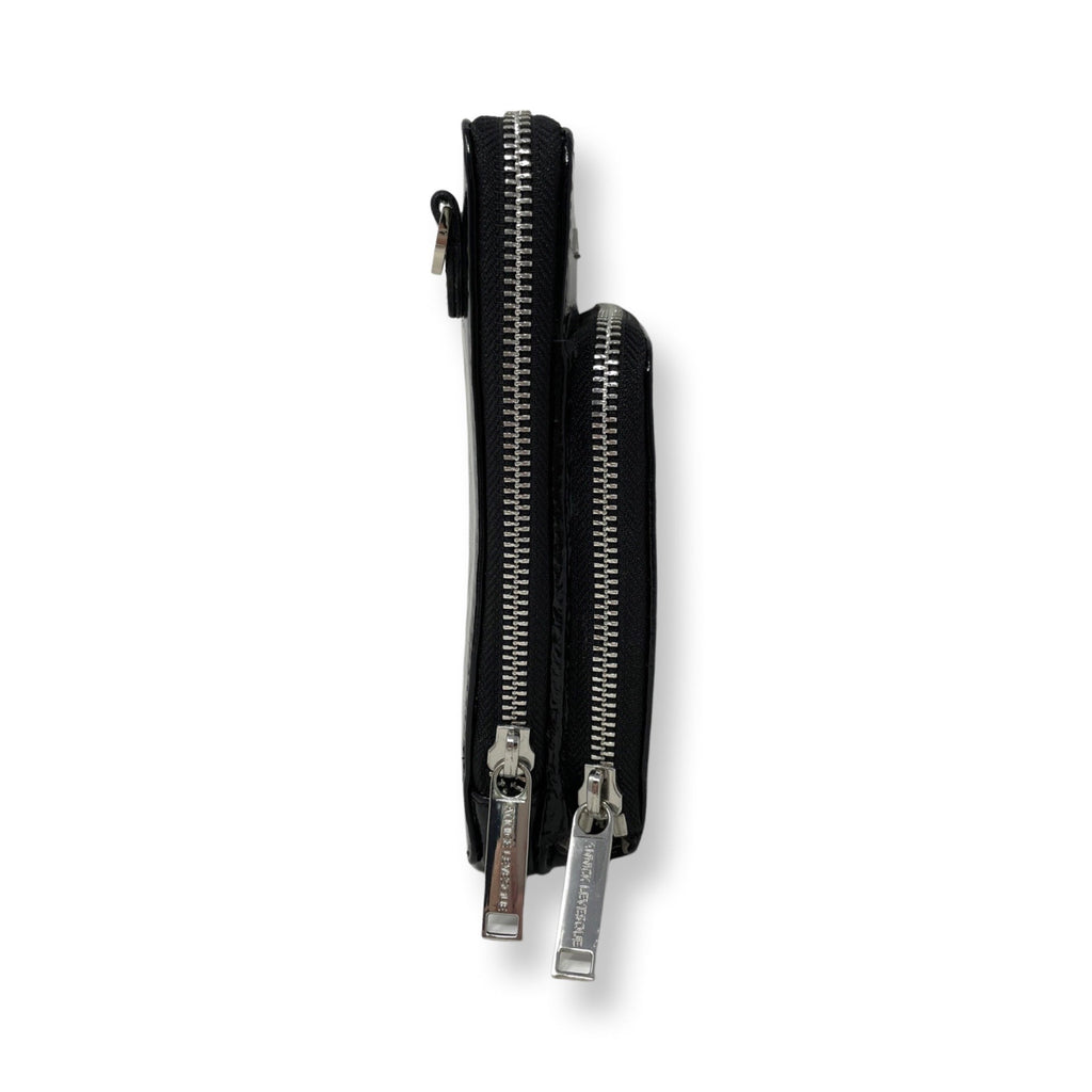 Petit sac à bandoulière en cuir vernis noir vernis - Marie-Josée