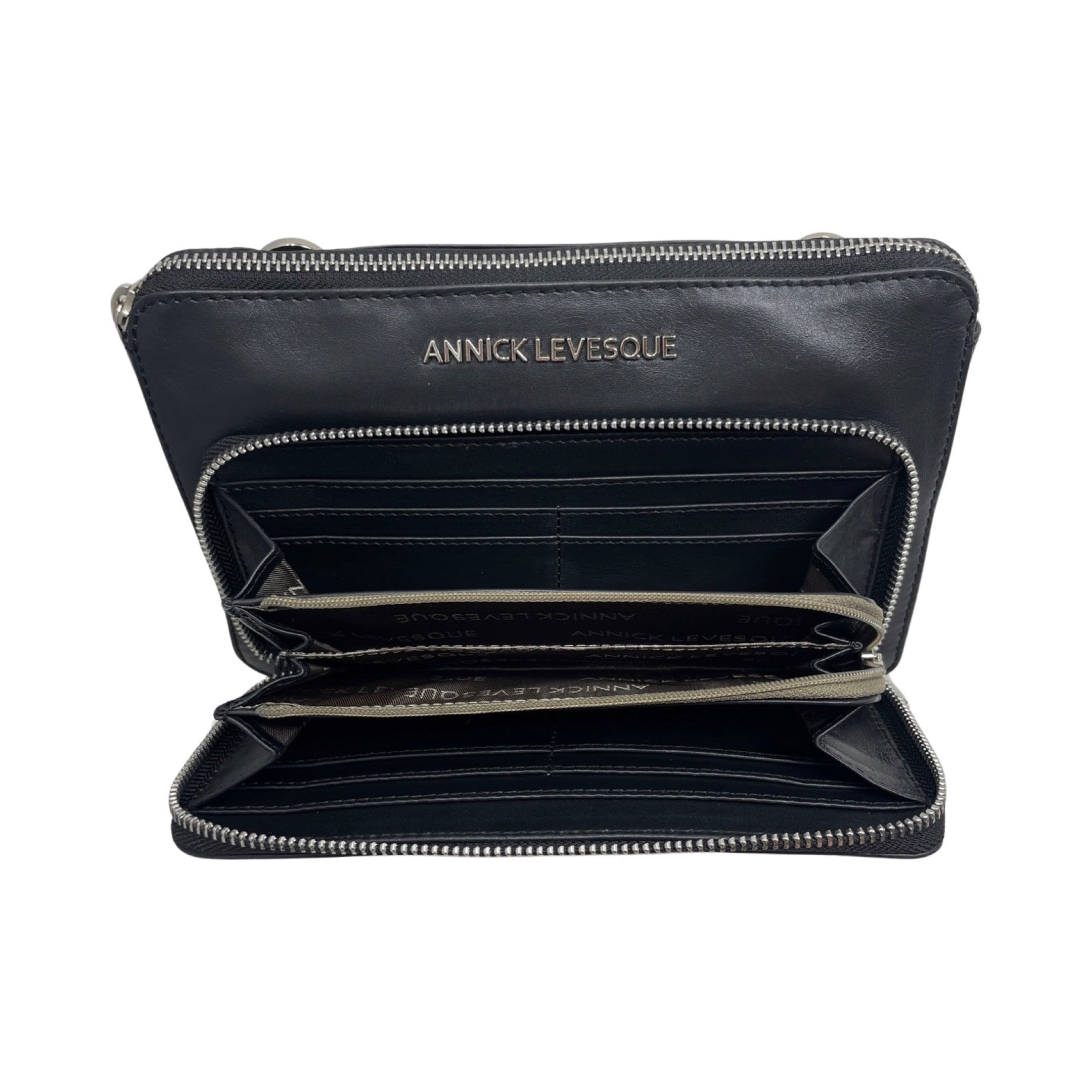Petit sac à Bandoulière Portefeuille en Cuir Véritable noir, Carmen - PRÉCOMMANDE