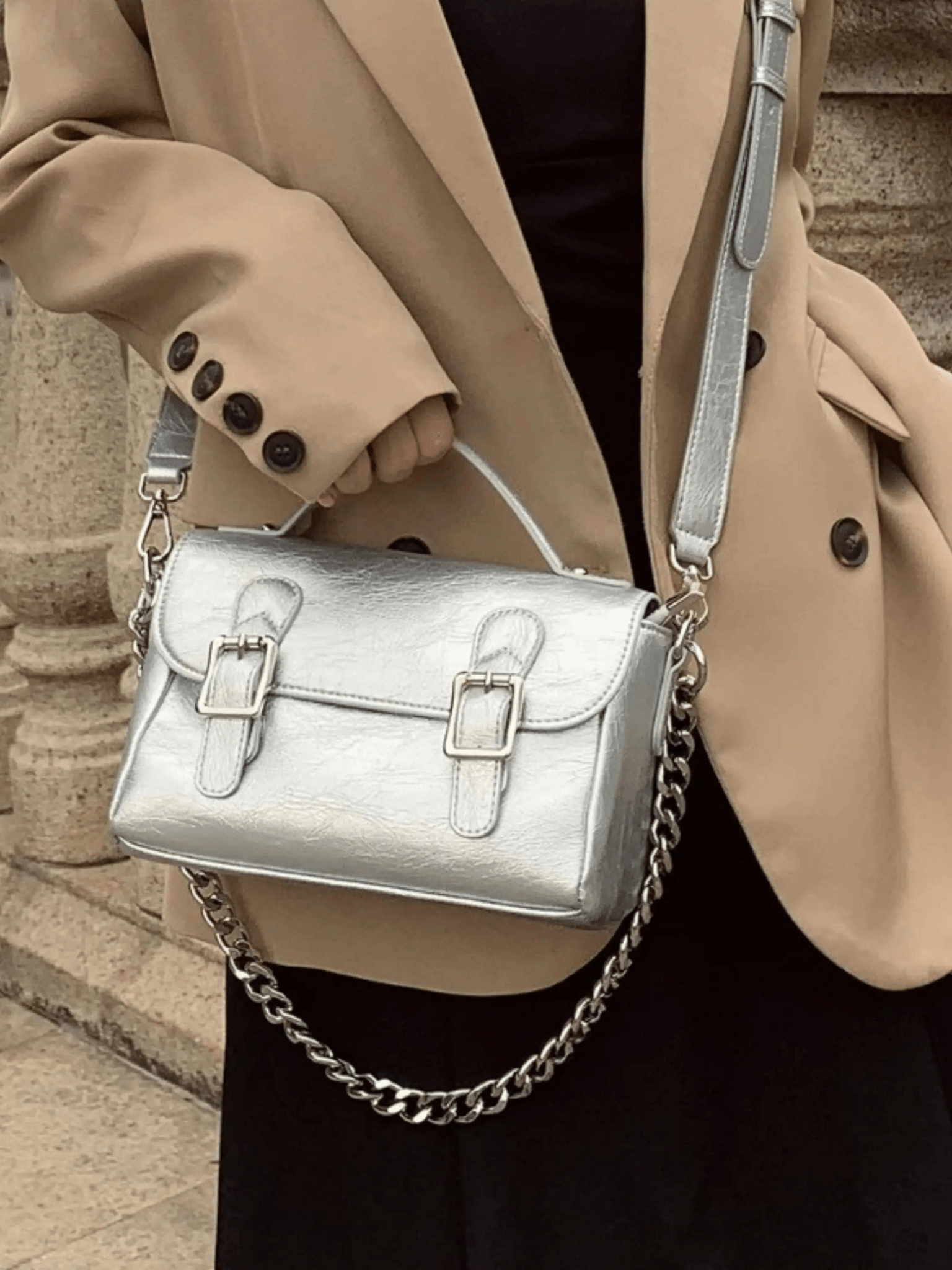 Amelie | Blush Pink Buckle Crossbody Bag – Vintage Charm