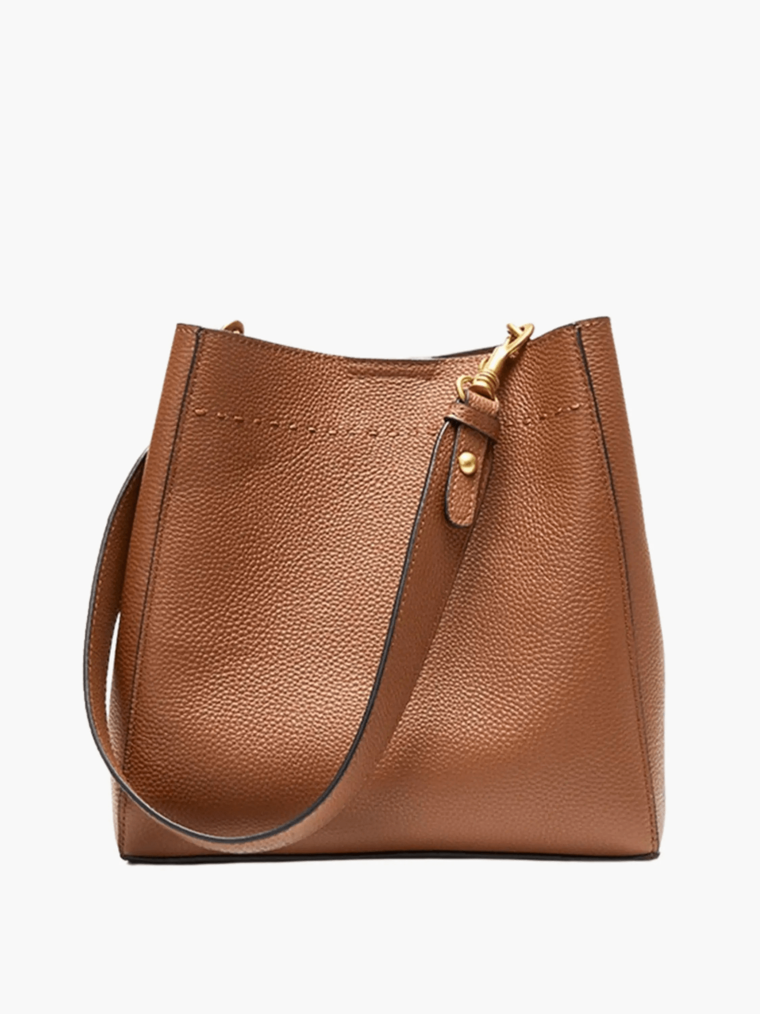 Camille | Luxe Brown Leather Bucket Bag – Classic & Versatile