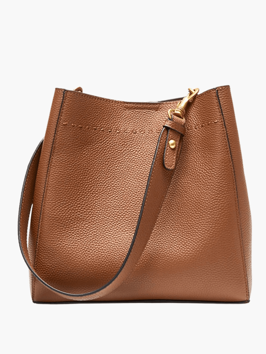 Camille | Luxe Brown Leather Bucket Bag – Classic & Versatile