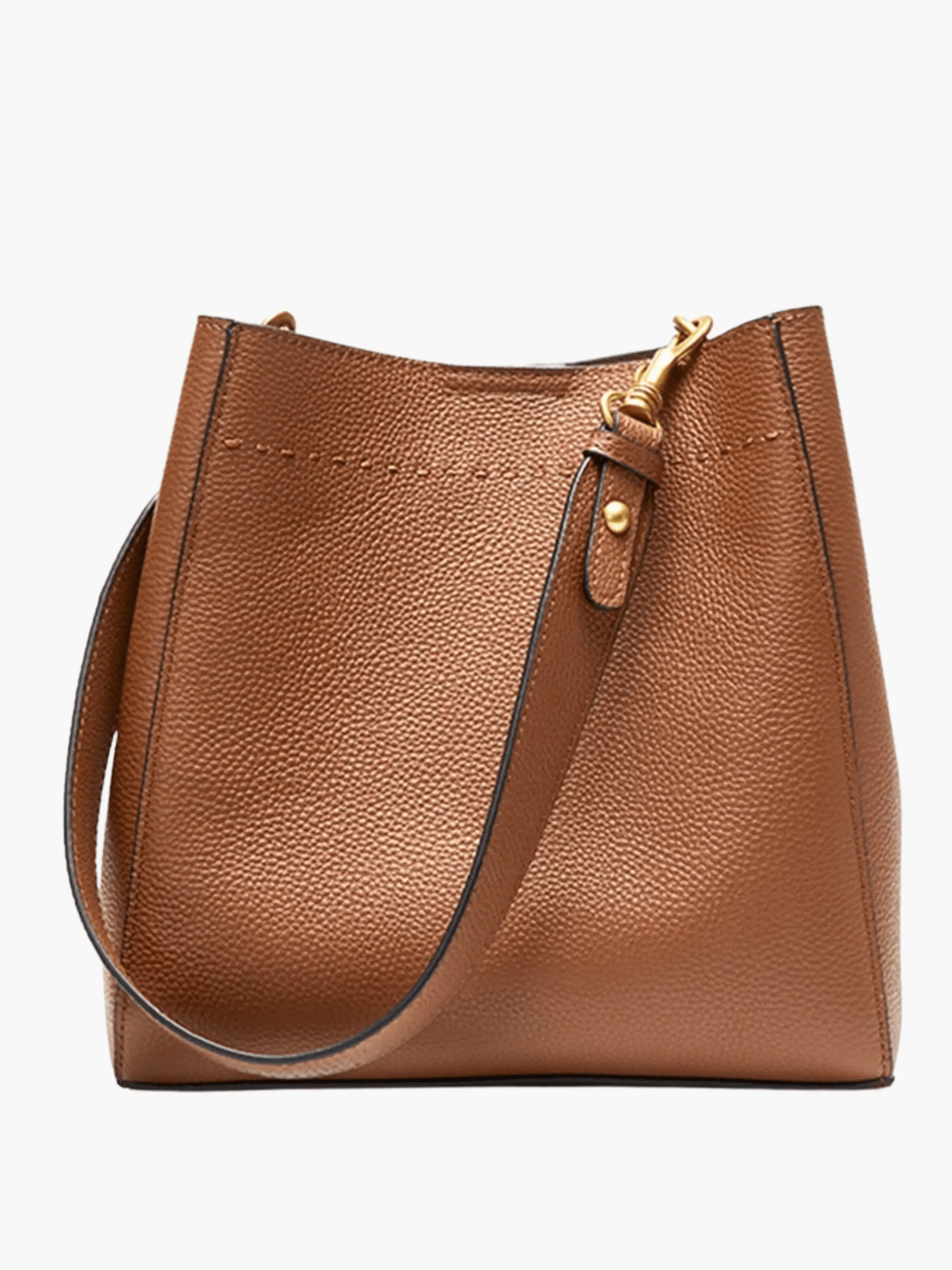 Camille | Luxe Brown Leather Bucket Bag – Classic & Versatile