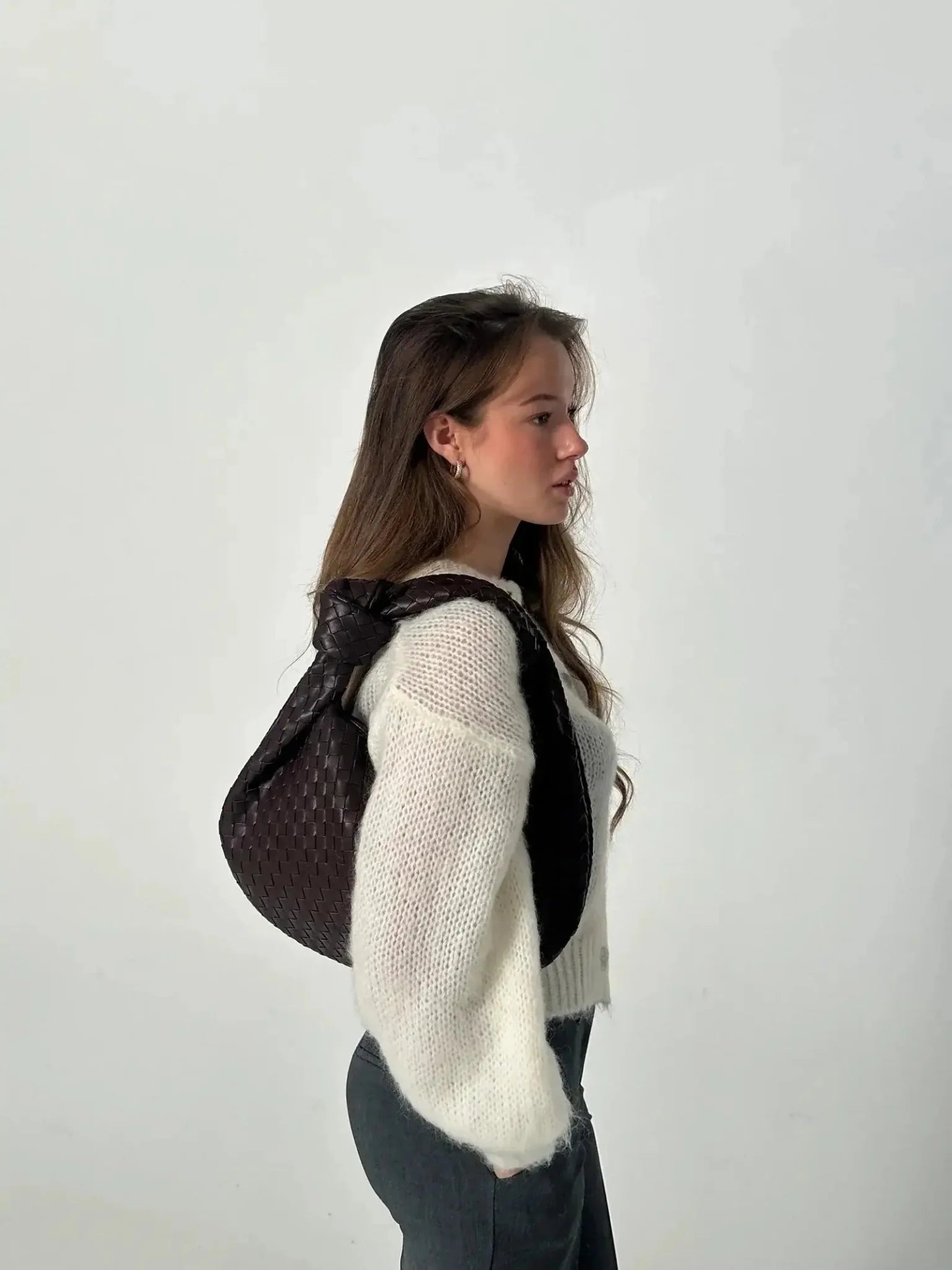 Xavelle | Luxe Black Woven Knot Handle Bag – Timeless & Chic