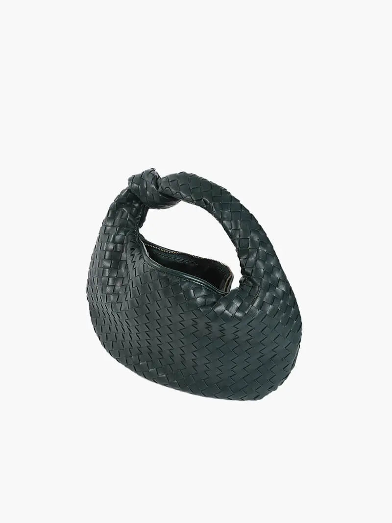 Xavelle | Luxe Black Woven Knot Handle Bag – Timeless & Chic