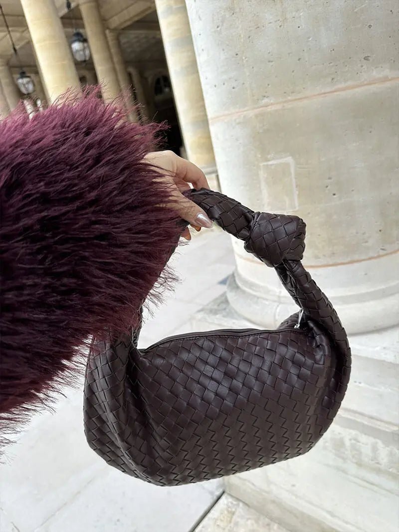 Xavelle | Luxe Black Woven Knot Handle Bag – Timeless & Chic